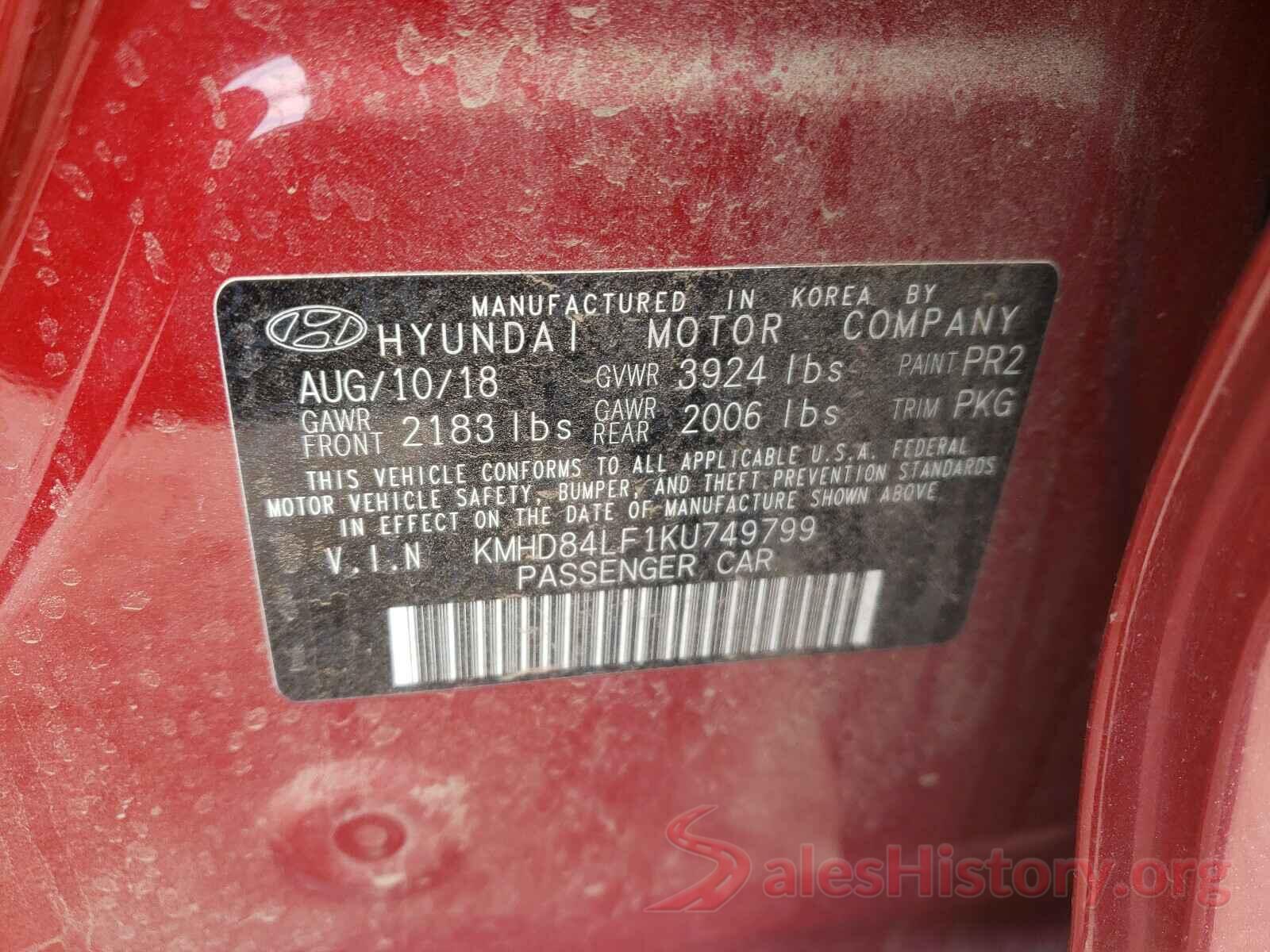 KMHD84LF1KU749799 2019 HYUNDAI ELANTRA