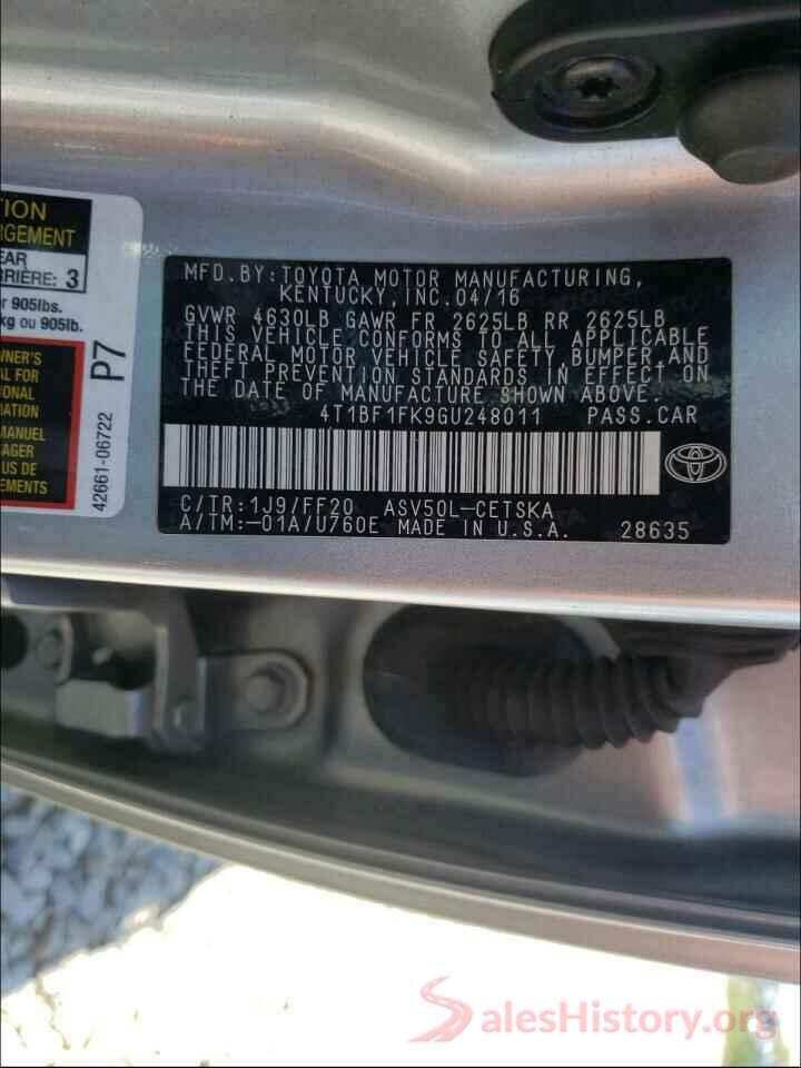 4T1BF1FK9GU248011 2016 TOYOTA CAMRY