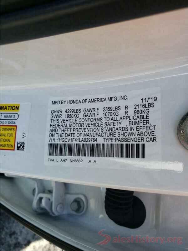 1HGCV1F41LA029764 2020 HONDA ACCORD