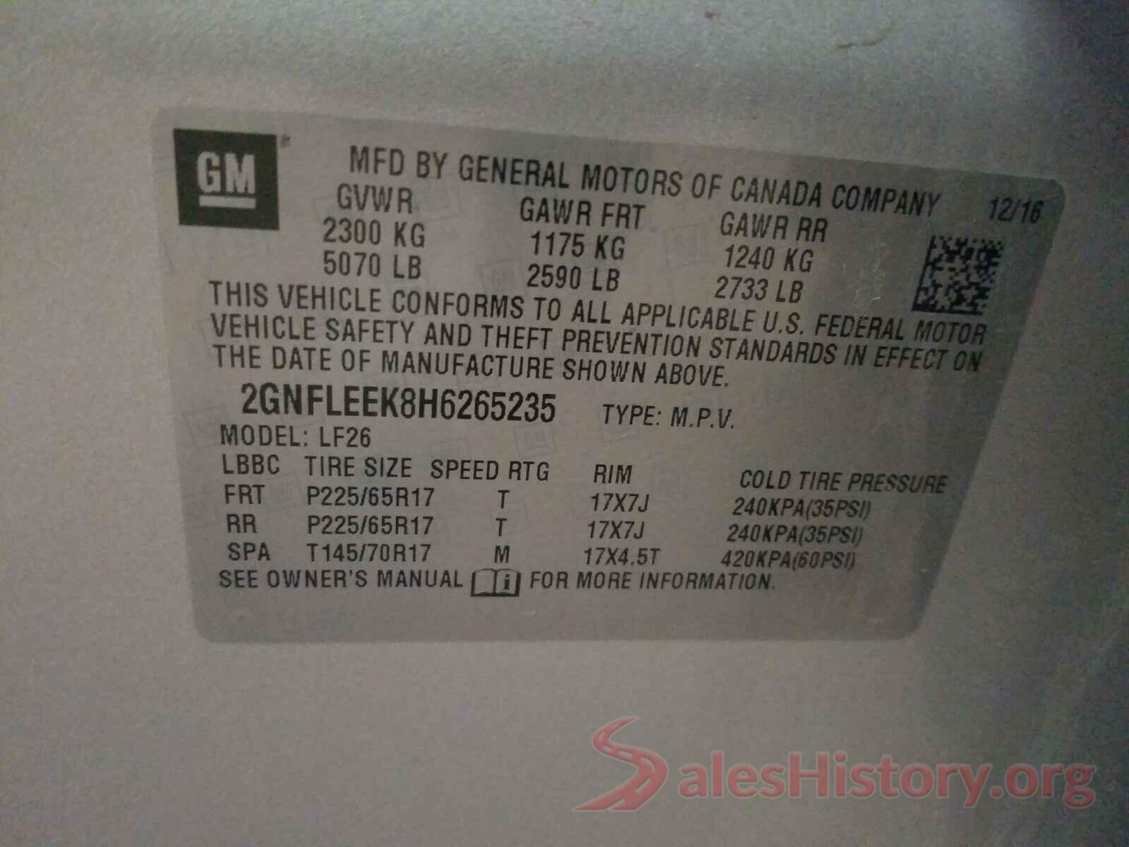 2GNFLEEK8H6265235 2017 CHEVROLET EQUINOX