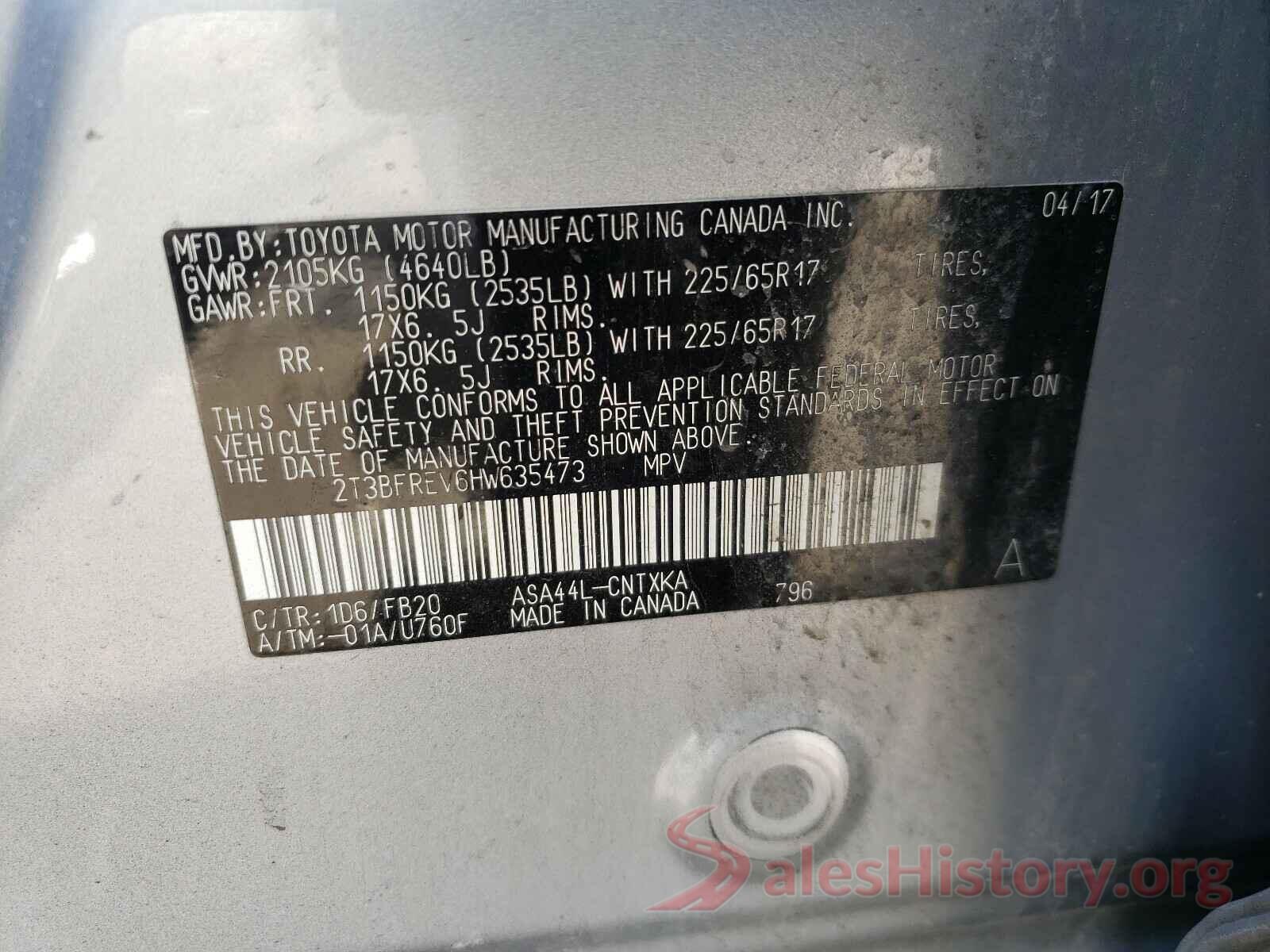 2T3BFREV6HW635473 2017 TOYOTA RAV4