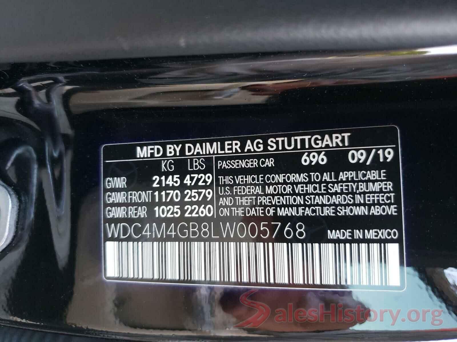 WDC4M4GB8LW005768 2020 MERCEDES-BENZ G CLASS