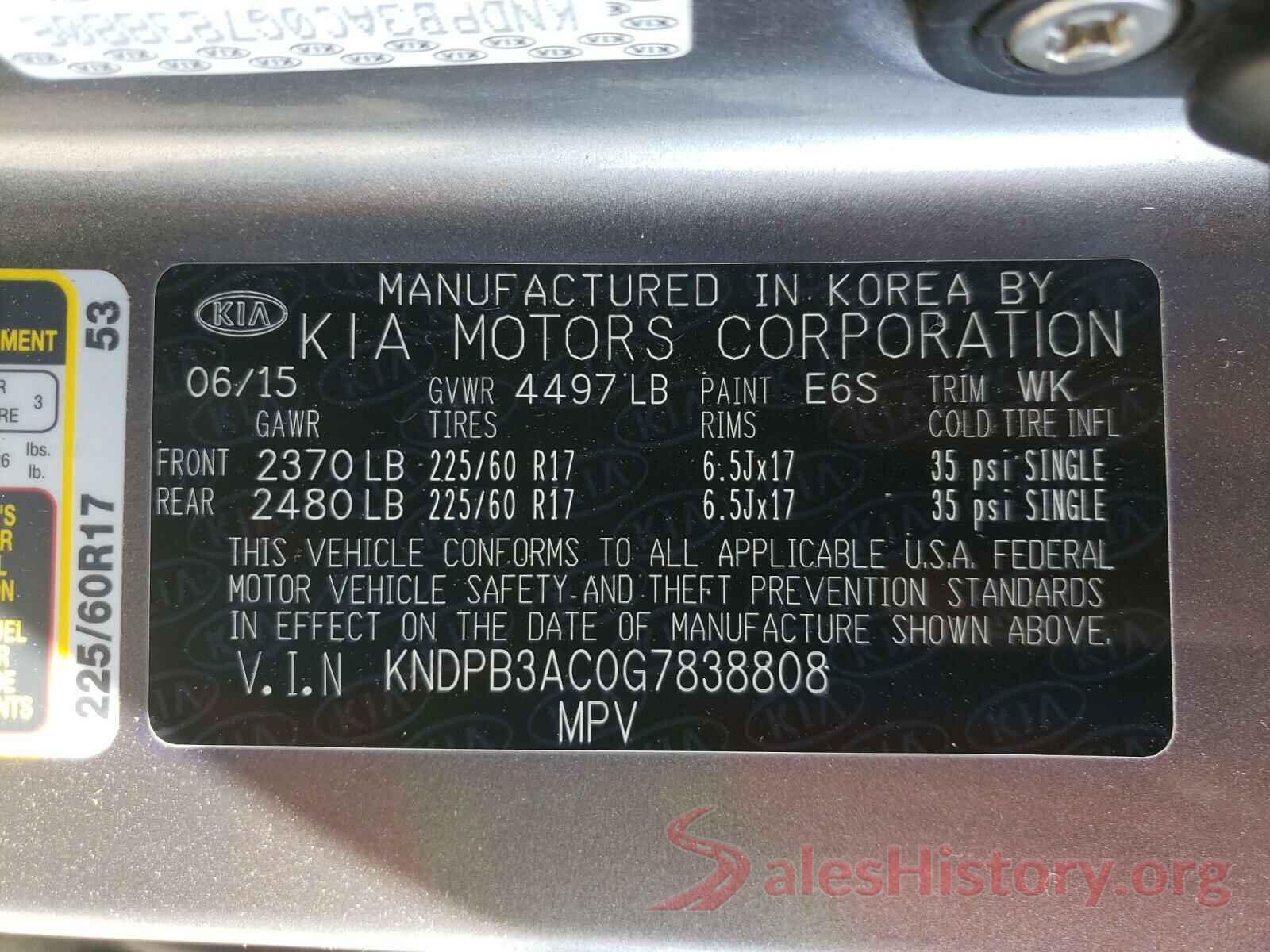 KNDPB3AC0G7838808 2016 KIA SPORTAGE