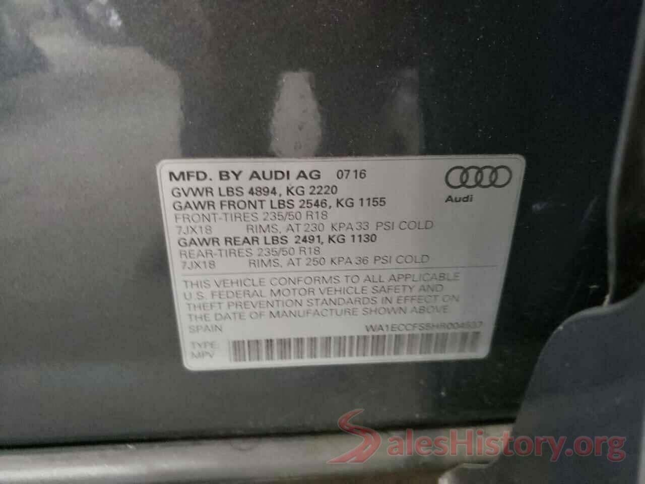 WA1ECCFS5HR004537 2017 AUDI Q3