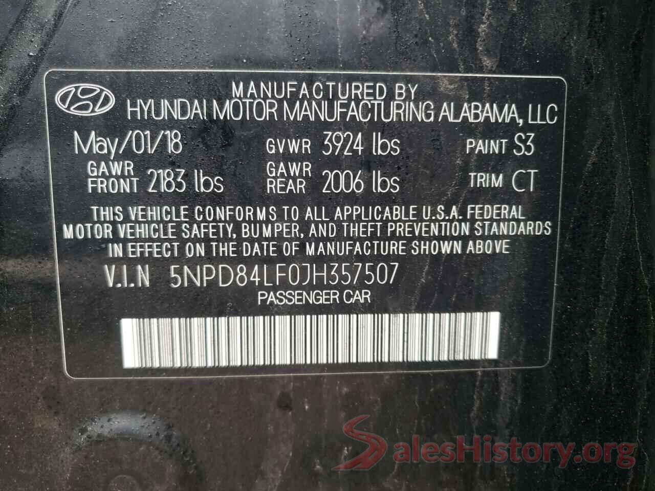 5NPD84LF0JH357507 2018 HYUNDAI ELANTRA