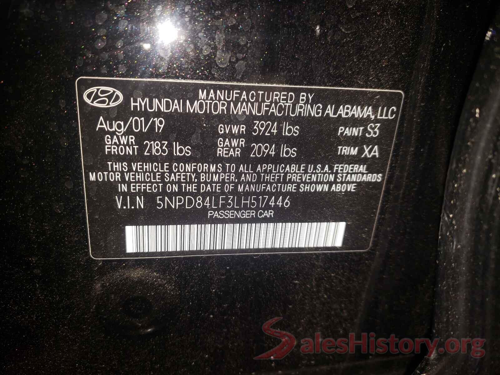 5NPD84LF3LH517446 2020 HYUNDAI ELANTRA