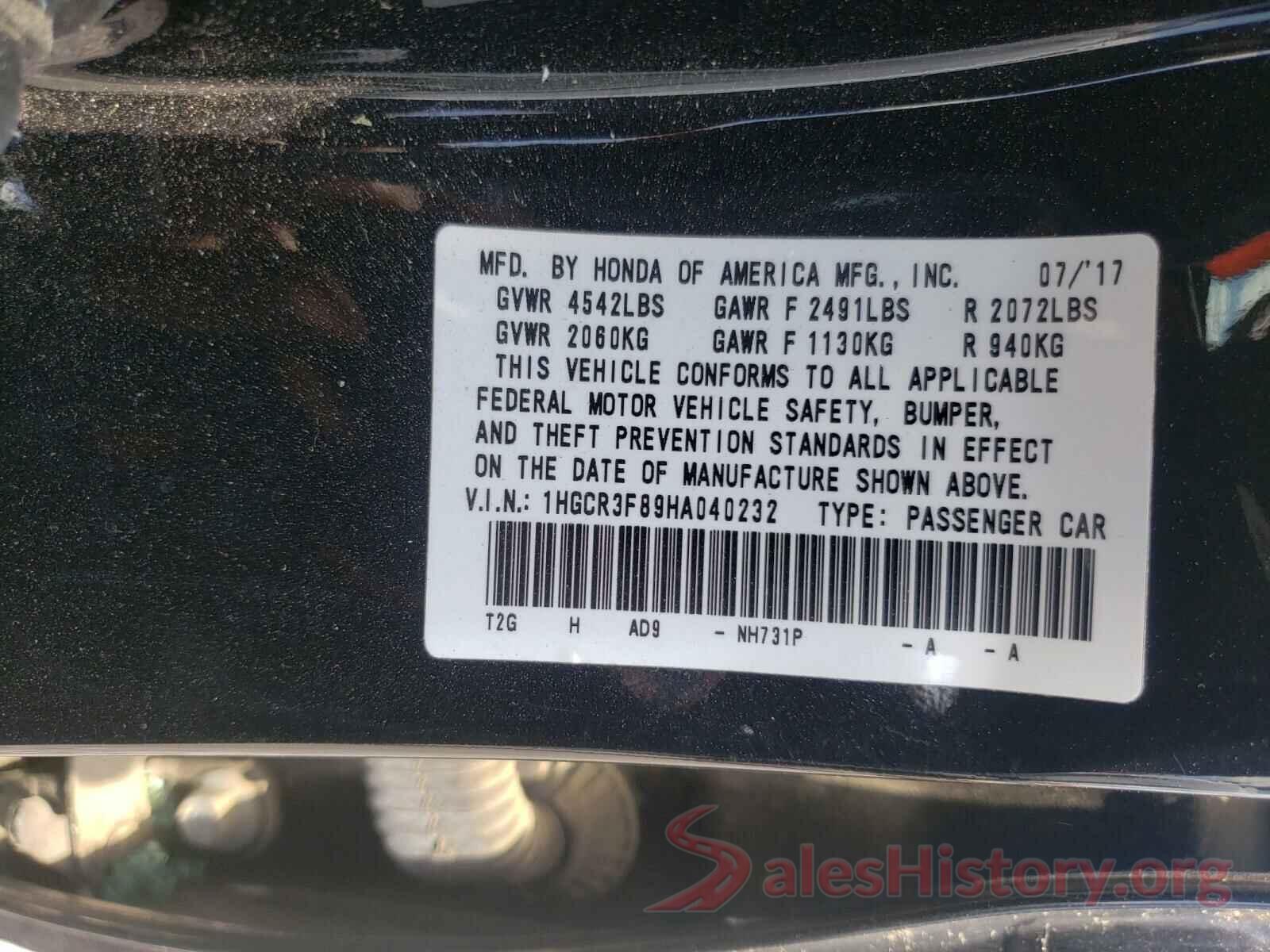 1HGCR3F89HA040232 2017 HONDA ACCORD