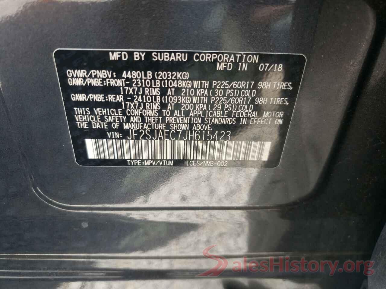 JF2SJAEC7JH615423 2018 SUBARU FORESTER