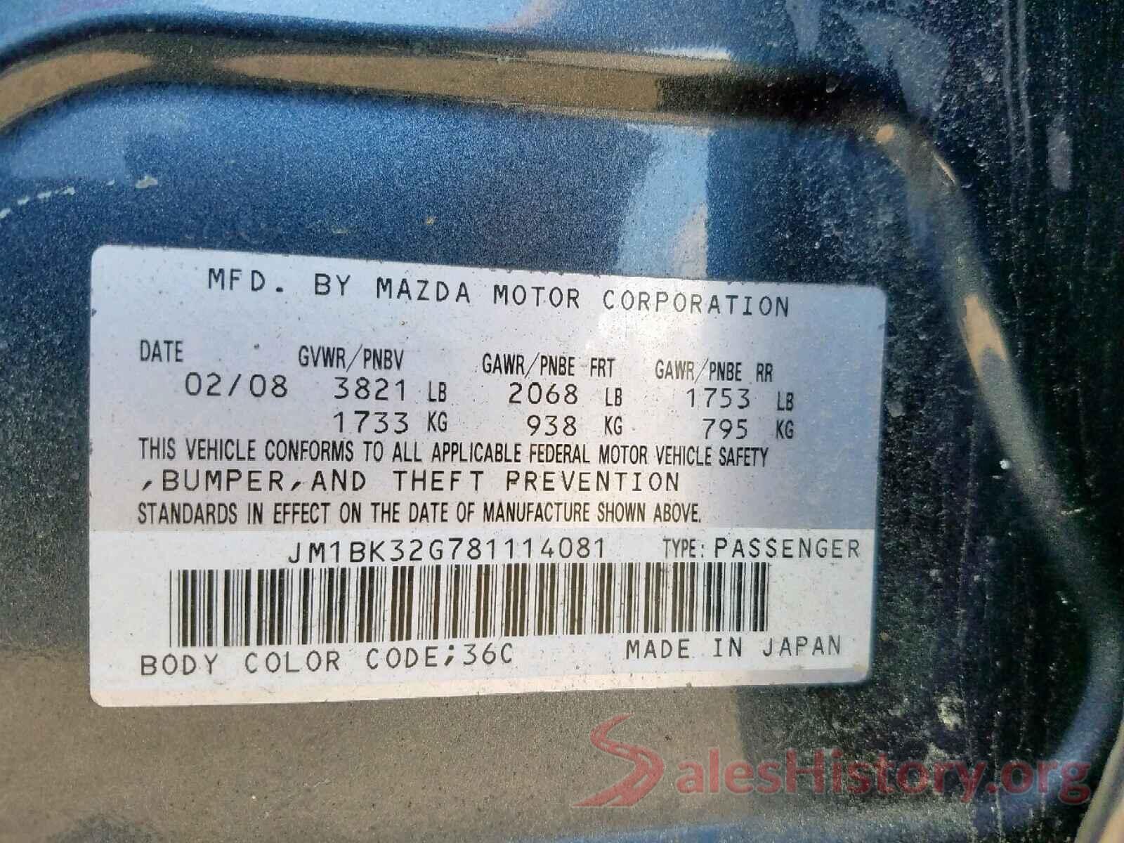 JM1BK32G781114081 2008 MAZDA 3