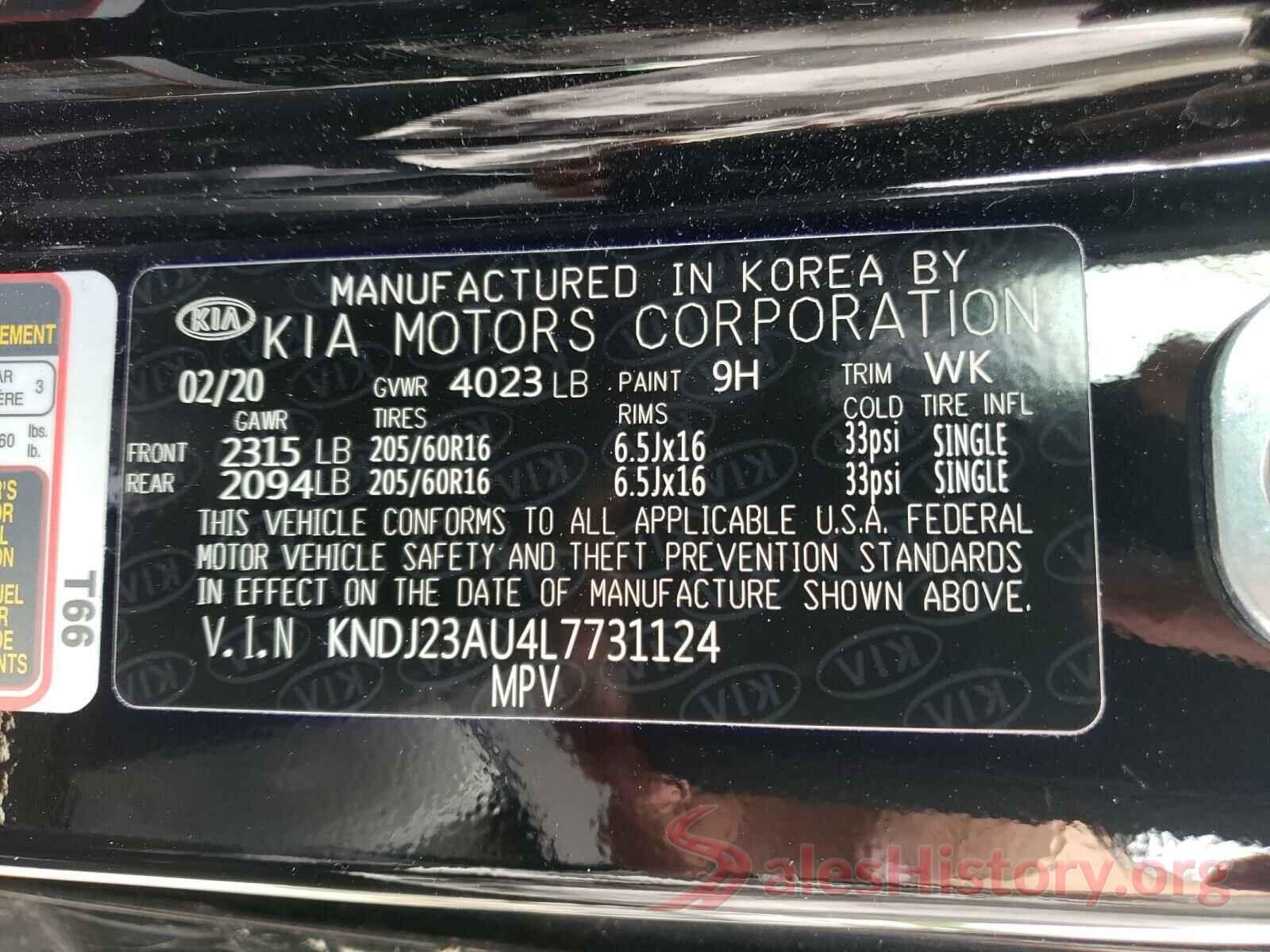 KNDJ23AU4L7731124 2020 KIA SOUL