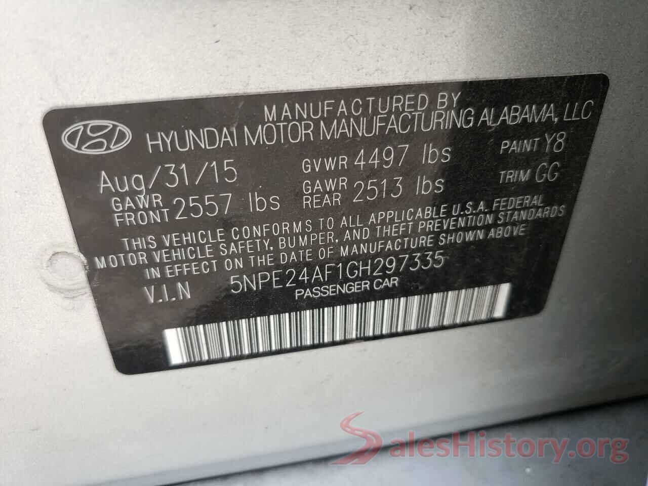 5NPE24AF1GH297335 2016 HYUNDAI SONATA