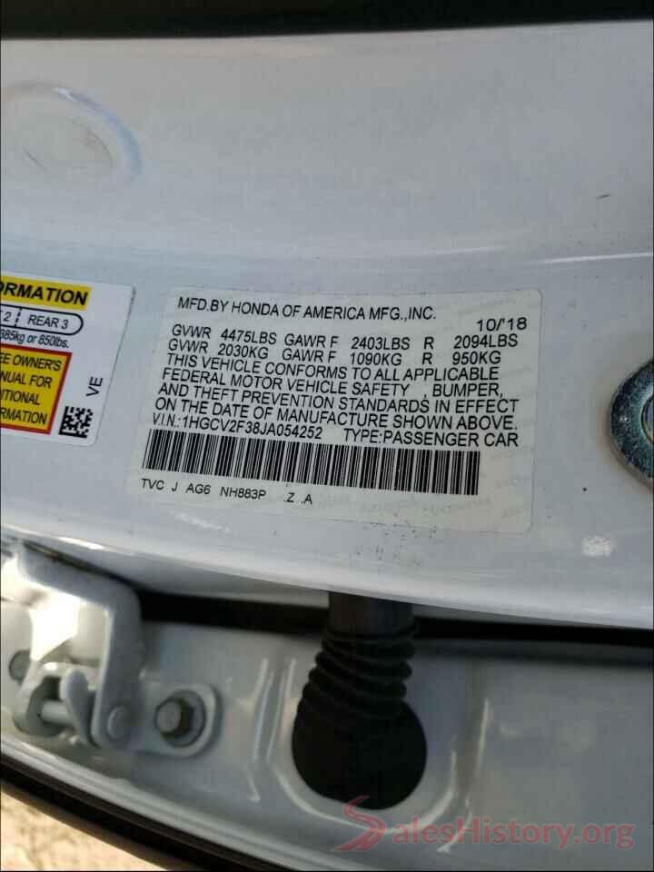 1HGCV2F38JA054252 2018 HONDA ACCORD