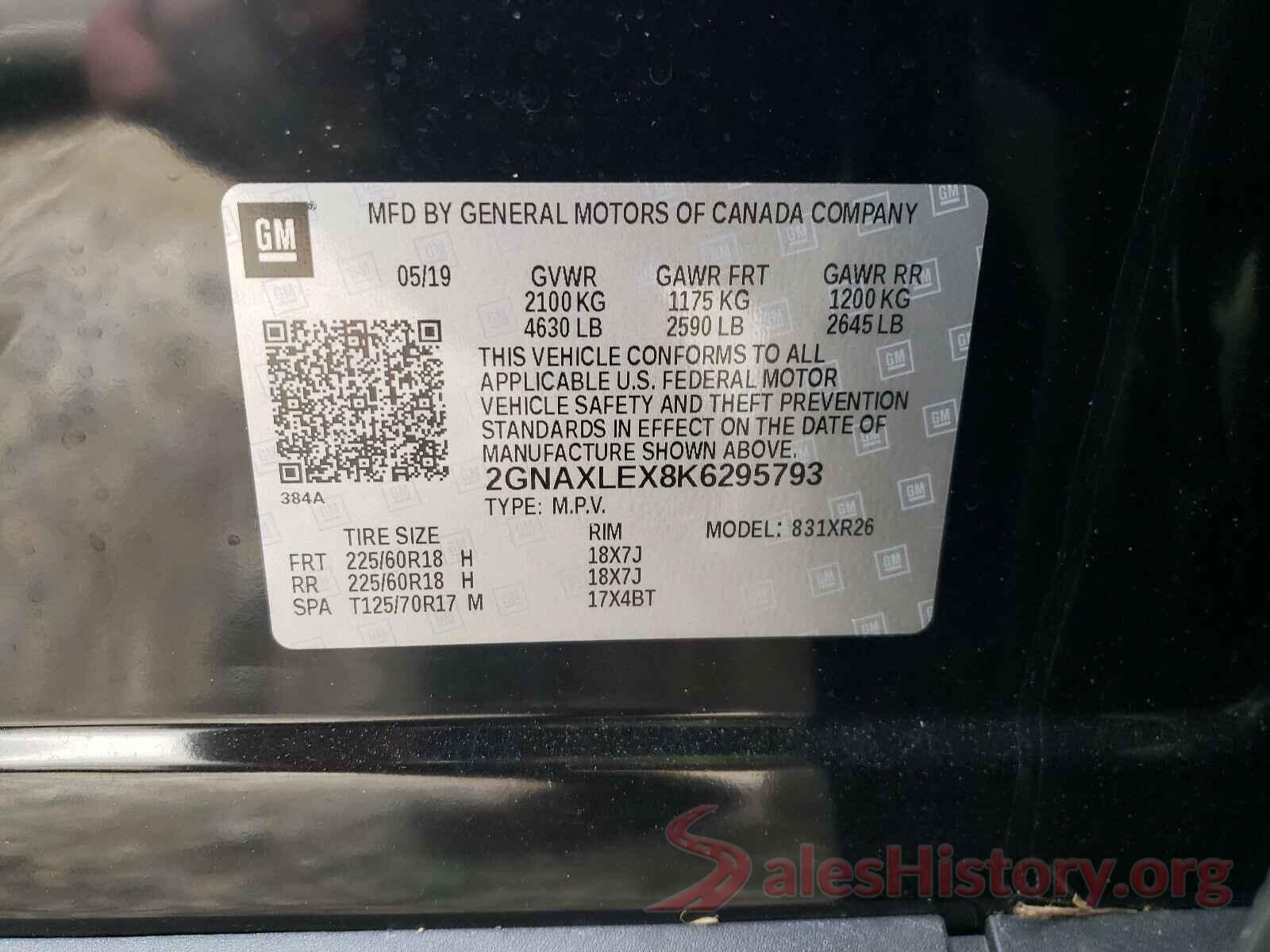 2GNAXLEX8K6295793 2019 CHEVROLET EQUINOX