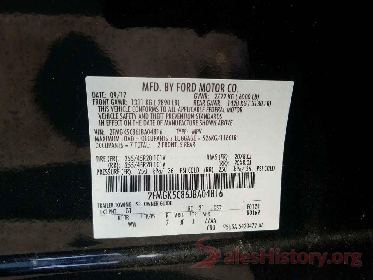 2FMGK5C86JBA04816 2018 FORD FLEX