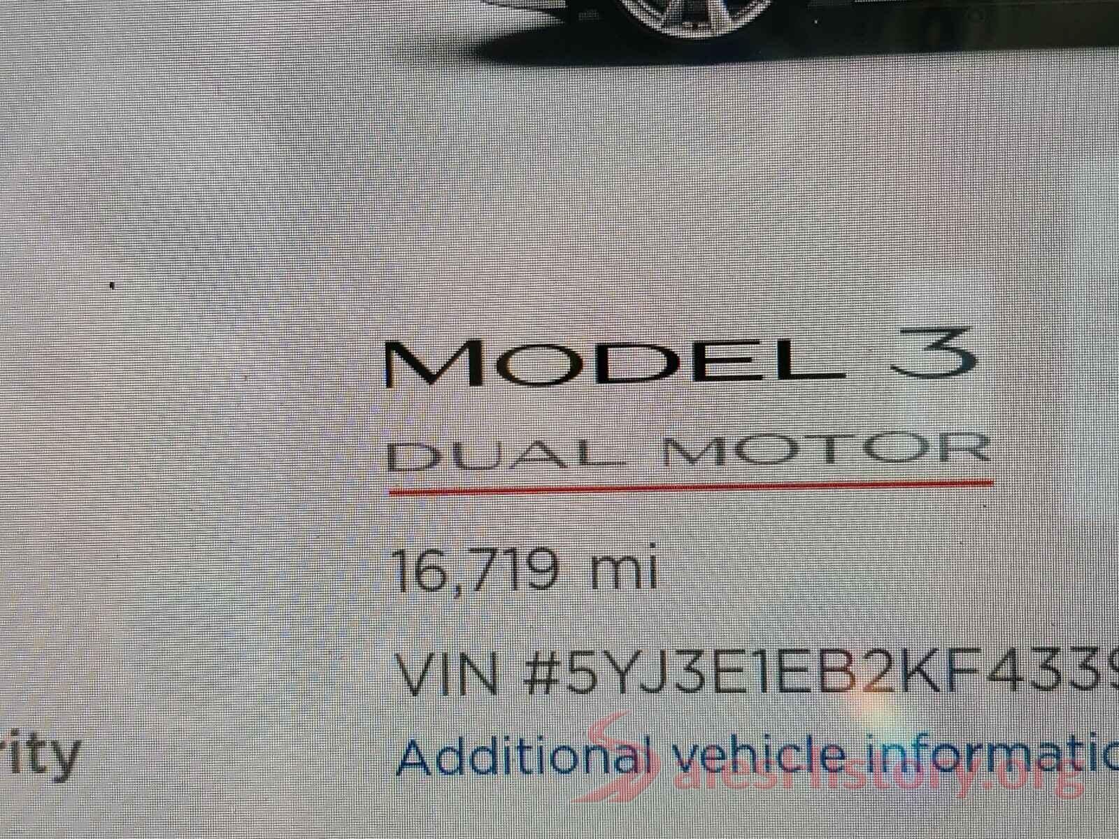 5YJ3E1EB2KF433953 2019 TESLA MODEL 3