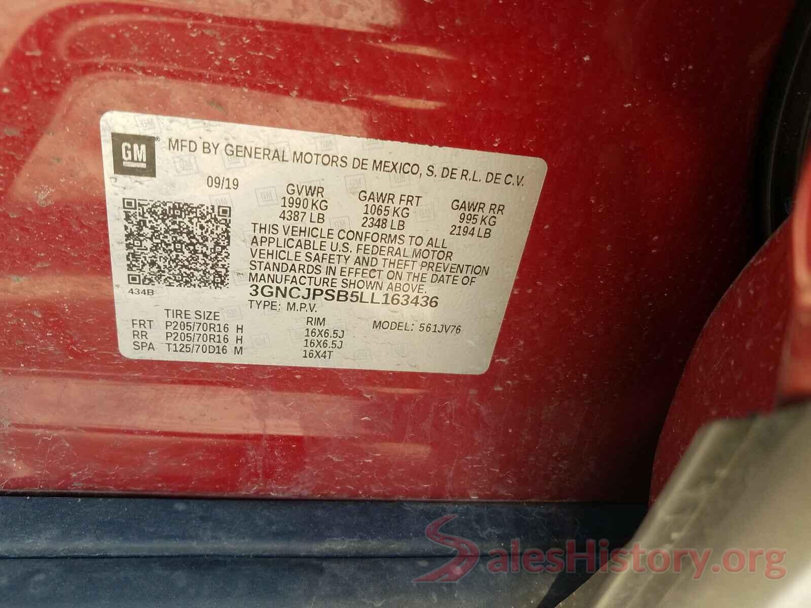 3GNCJPSB5LL163436 2020 CHEVROLET TRAX