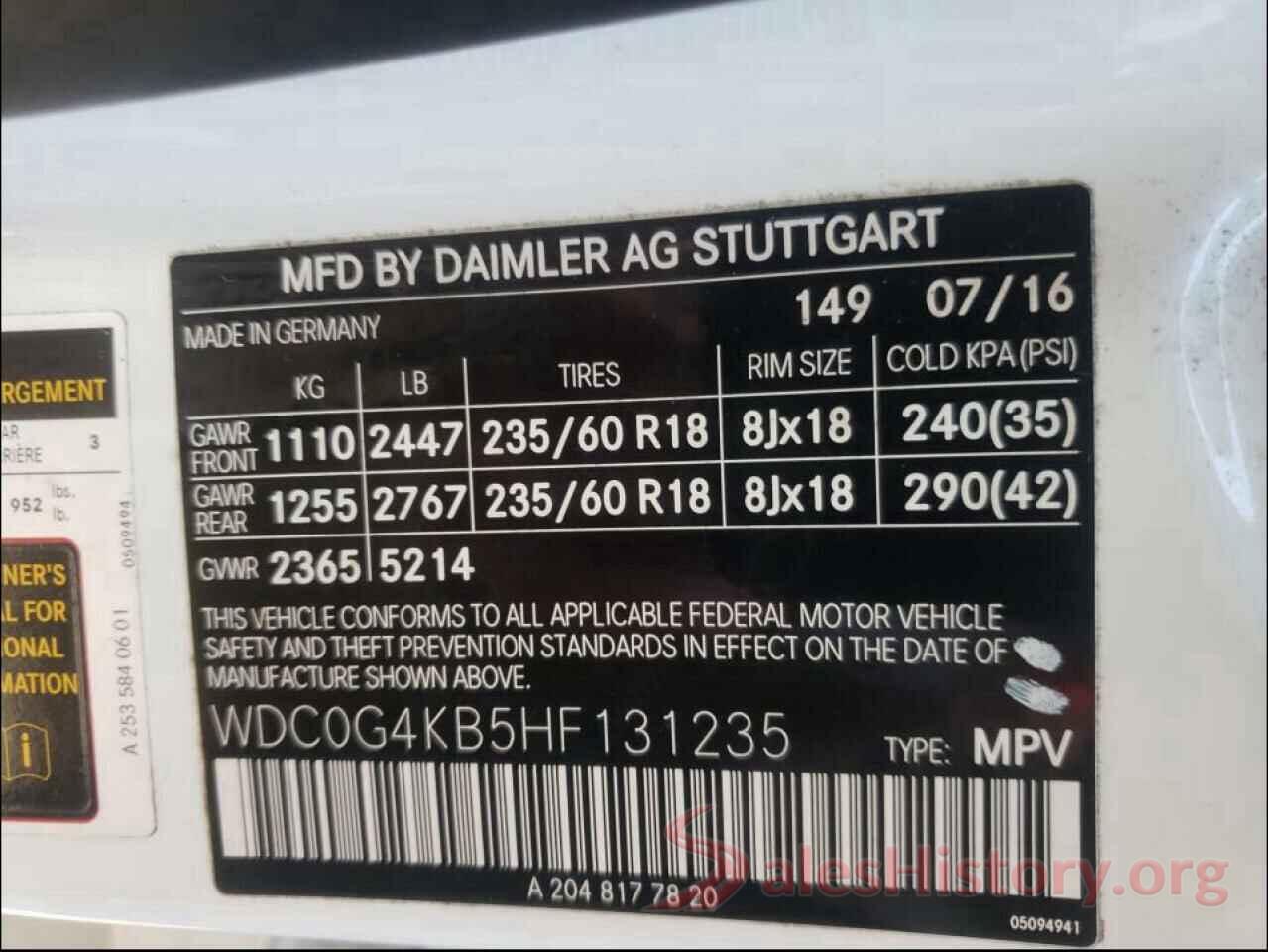 WDC0G4KB5HF131235 2017 MERCEDES-BENZ G CLASS