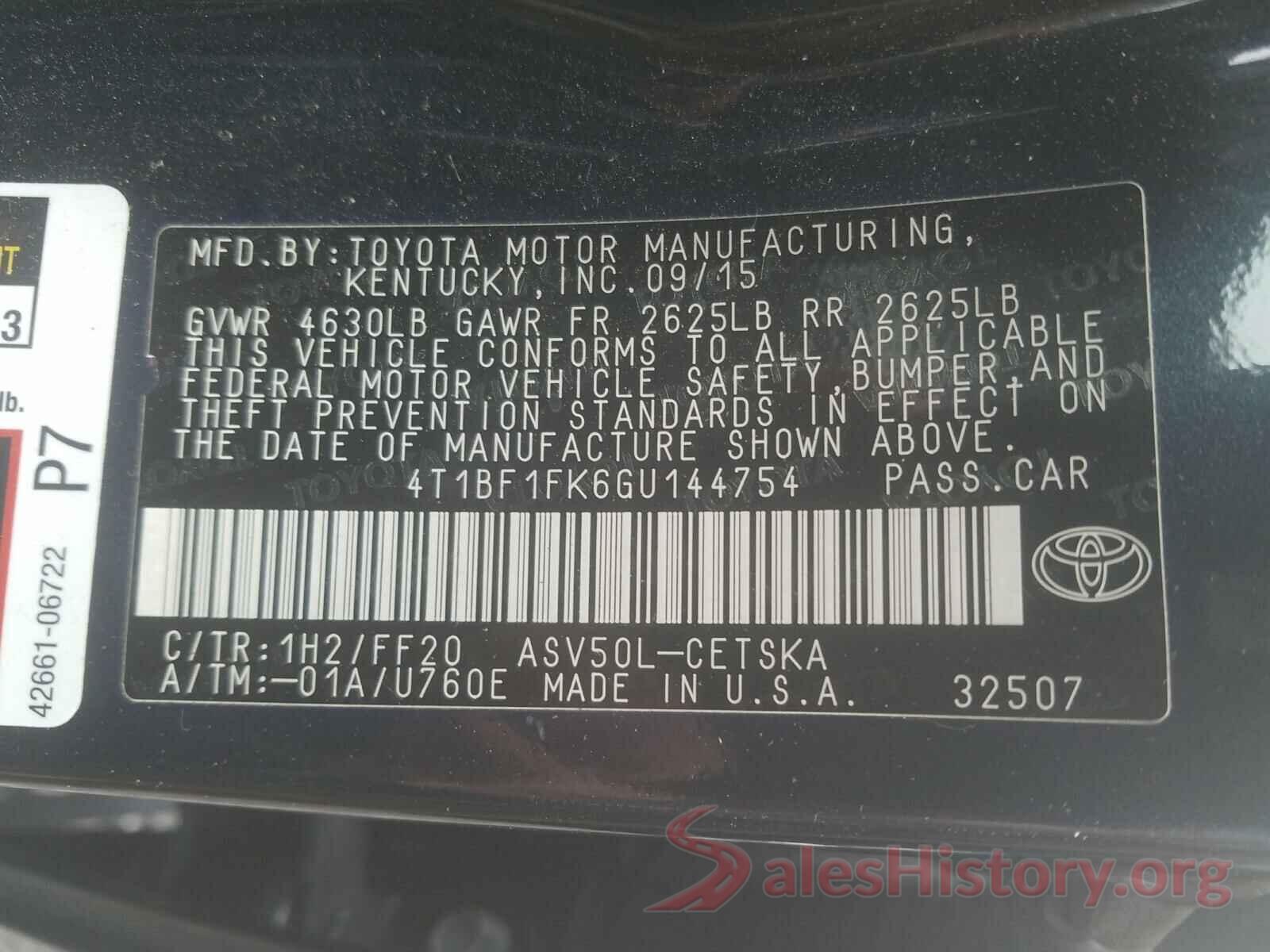 4T1BF1FK6GU144754 2016 TOYOTA CAMRY