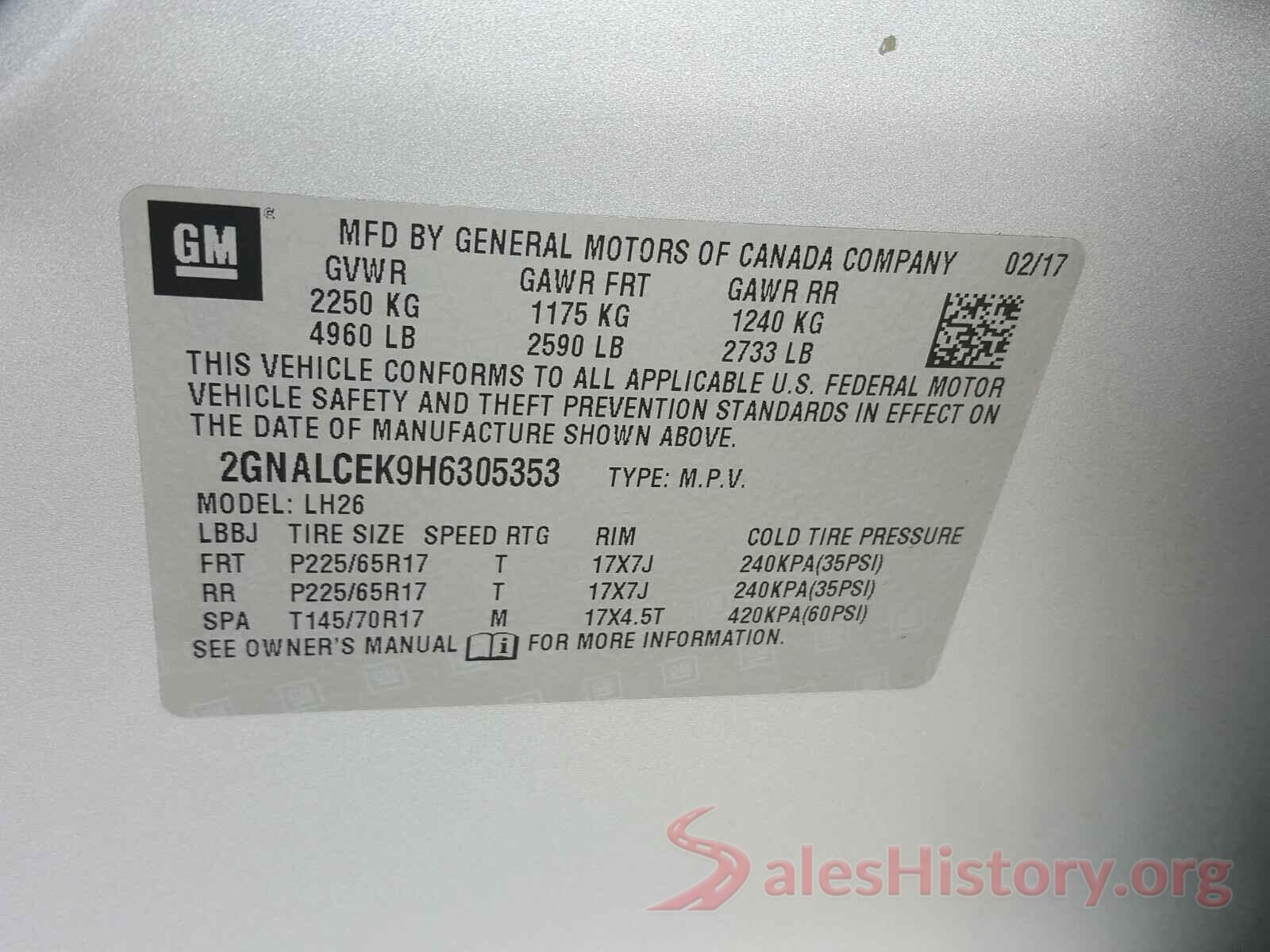 2GNALCEK9H6305353 2017 CHEVROLET EQUINOX