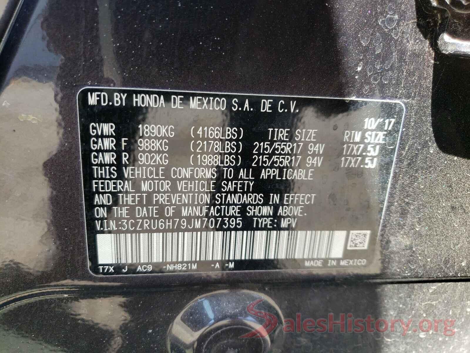 3CZRU6H79JM707395 2018 HONDA HR-V