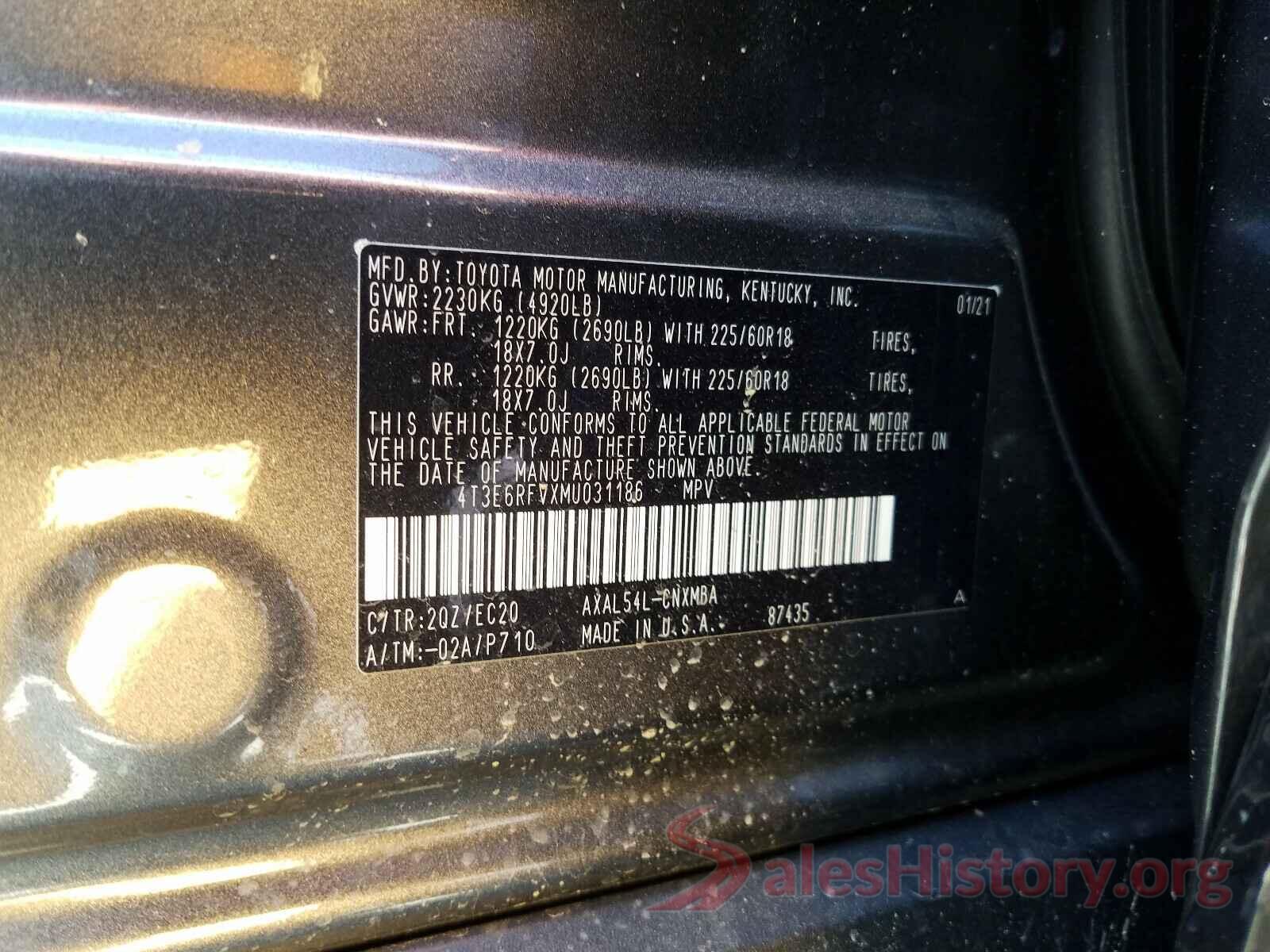 4T3E6RFVXMU031186 2021 TOYOTA RAV4