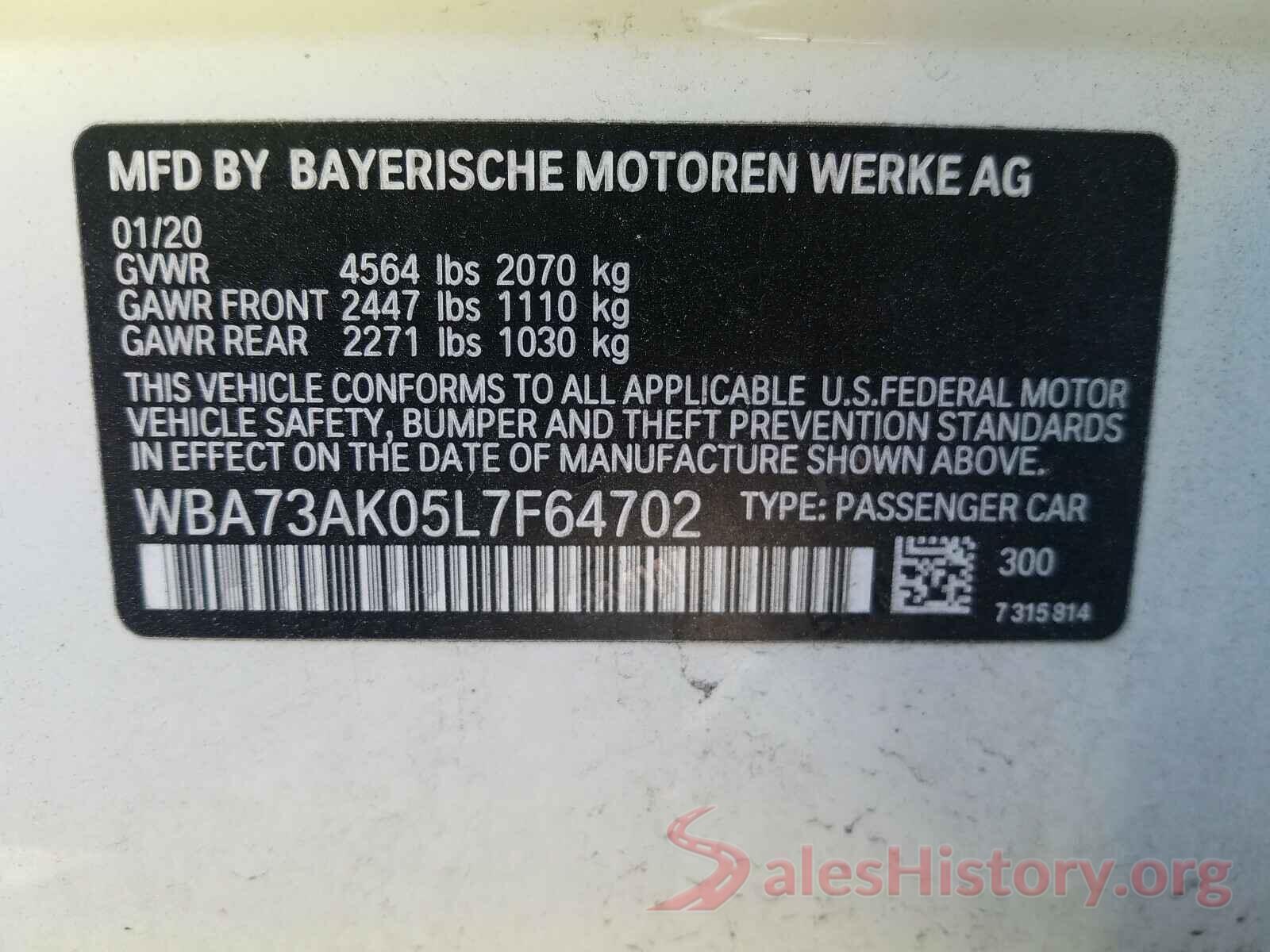 WBA73AK05L7F64702 2020 BMW 2 SERIES