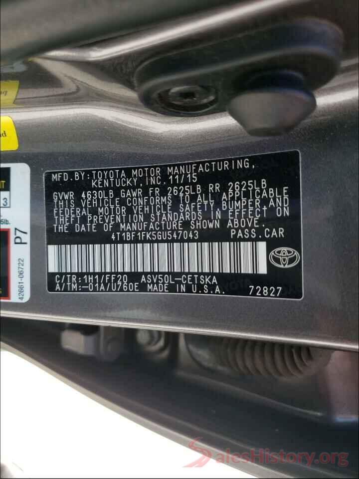 4T1BF1FK5GU547043 2016 TOYOTA CAMRY