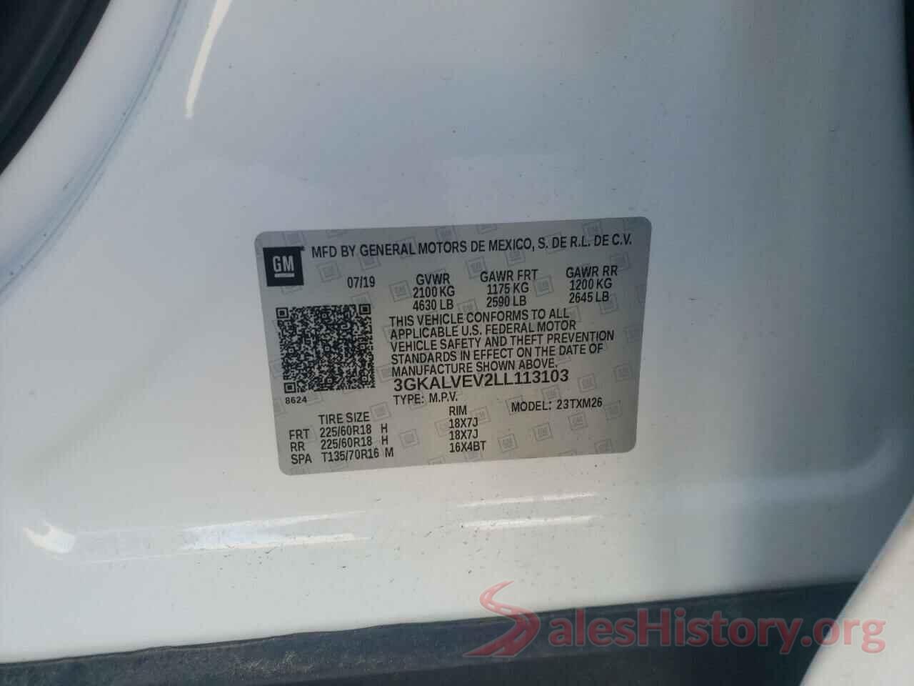 3GKALVEV2LL113103 2020 GMC TERRAIN