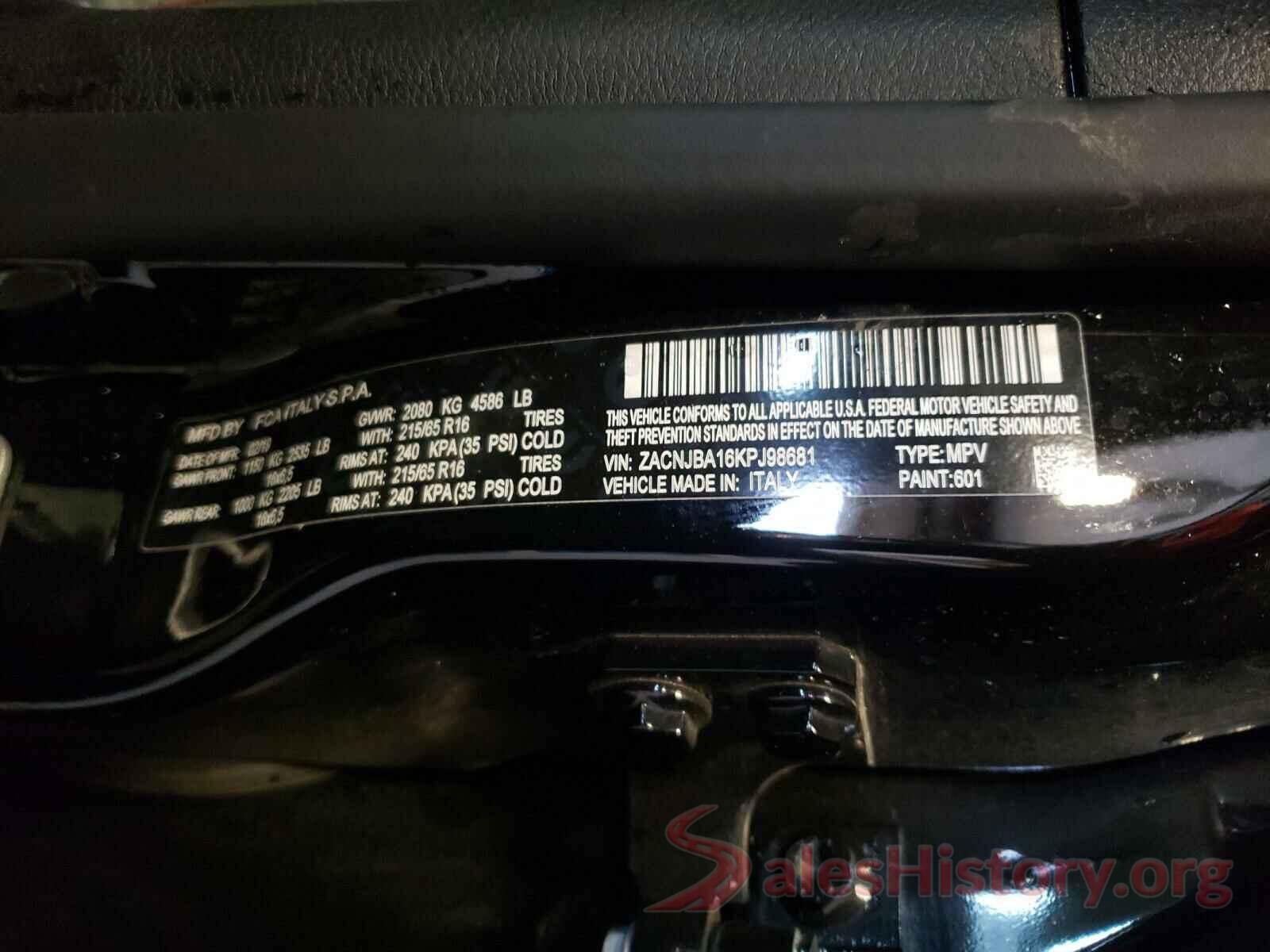 ZACNJBA16KPJ98681 2019 JEEP RENEGADE