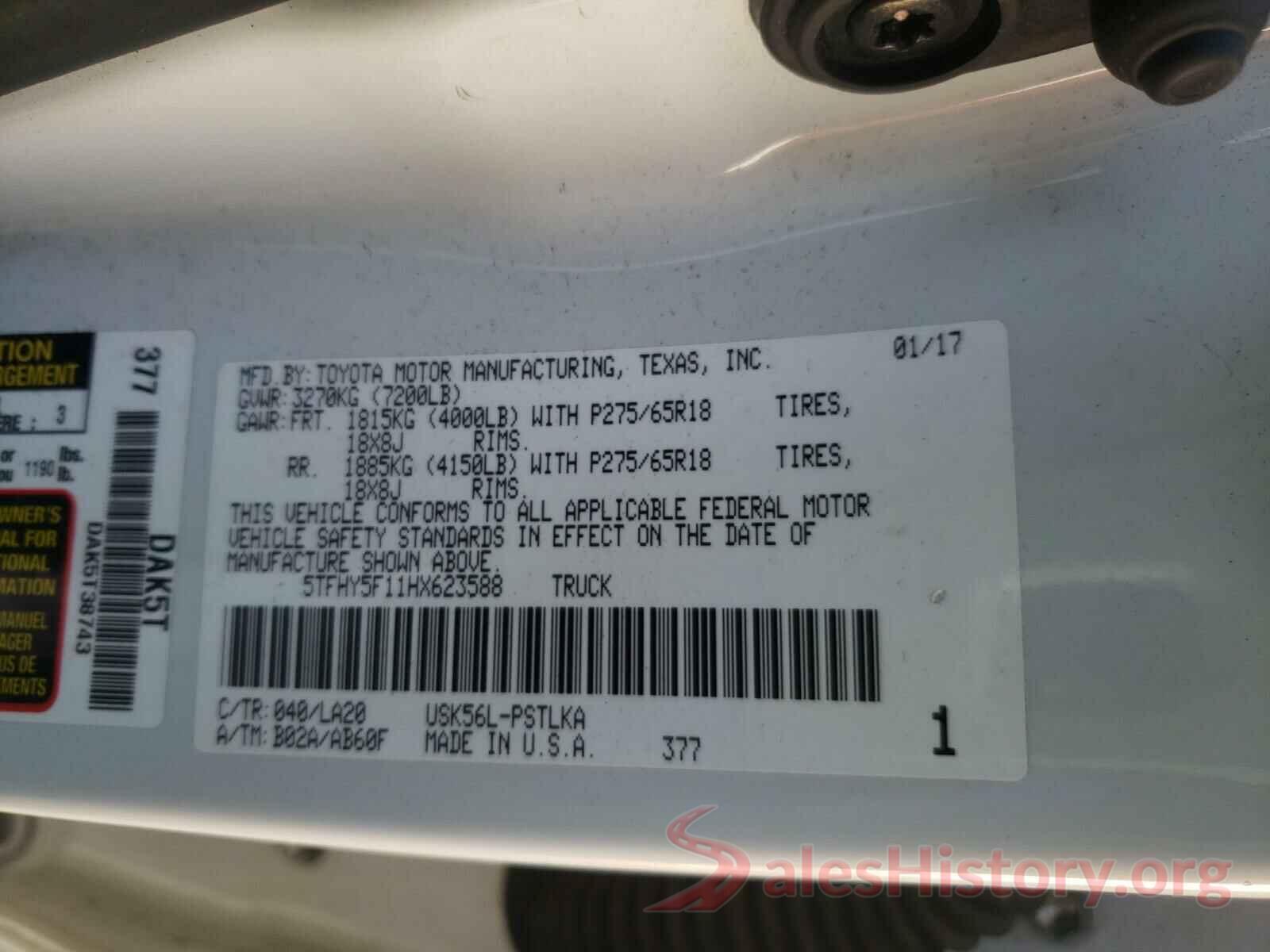 5TFHY5F11HX623588 2017 TOYOTA TUNDRA