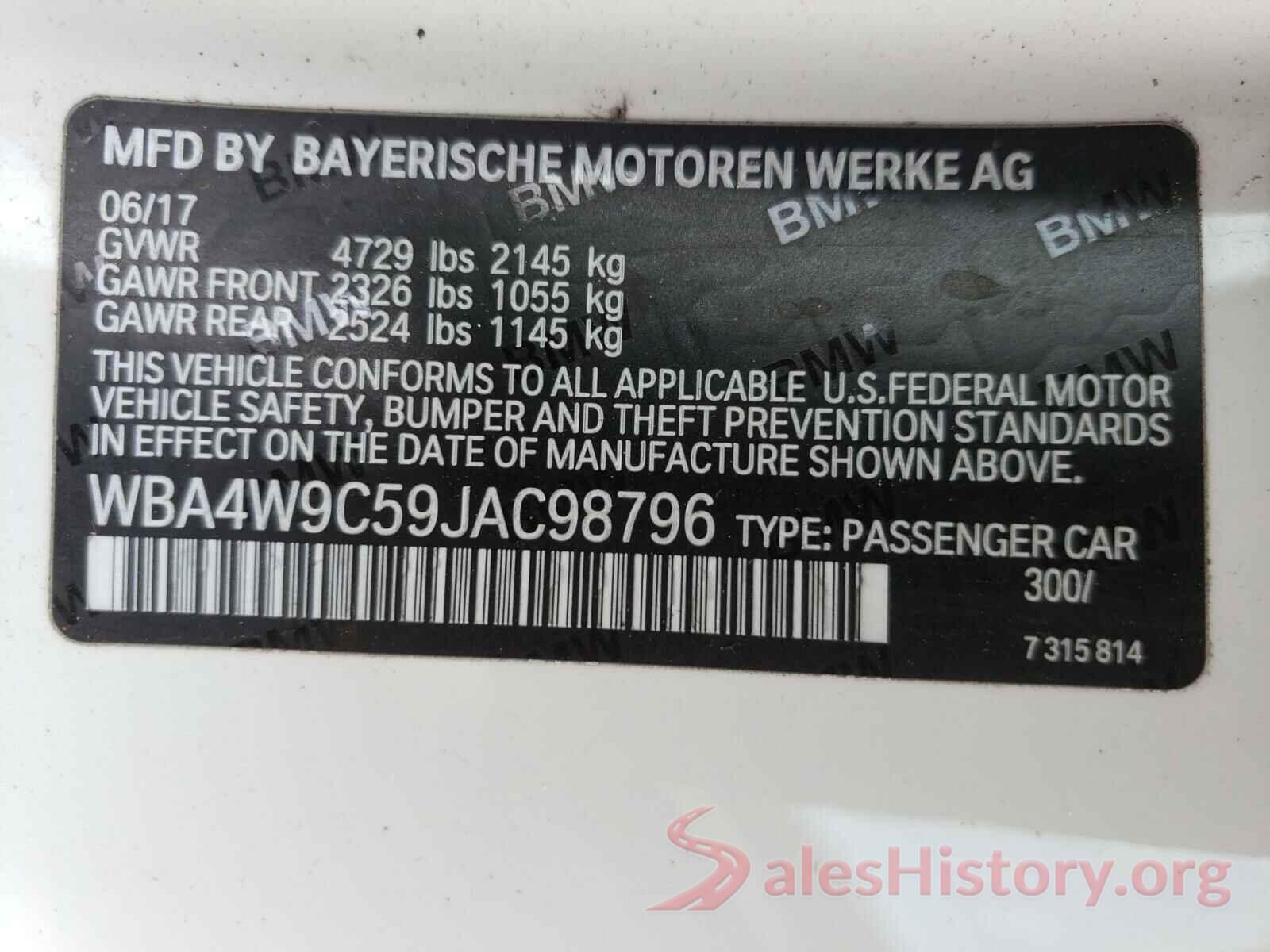 WBA4W9C59JAC98796 2018 BMW 4 SERIES