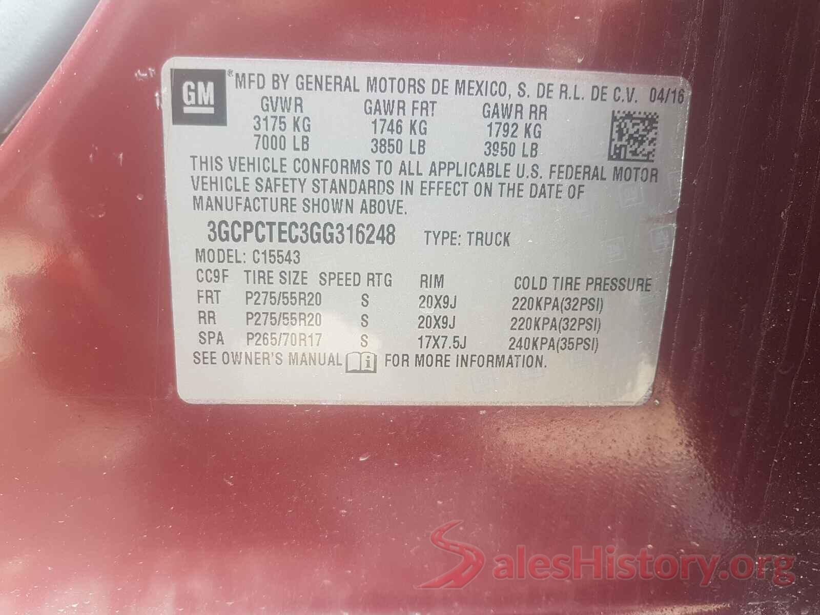 3GCPCTEC3GG316248 2016 CHEVROLET SILVERADO