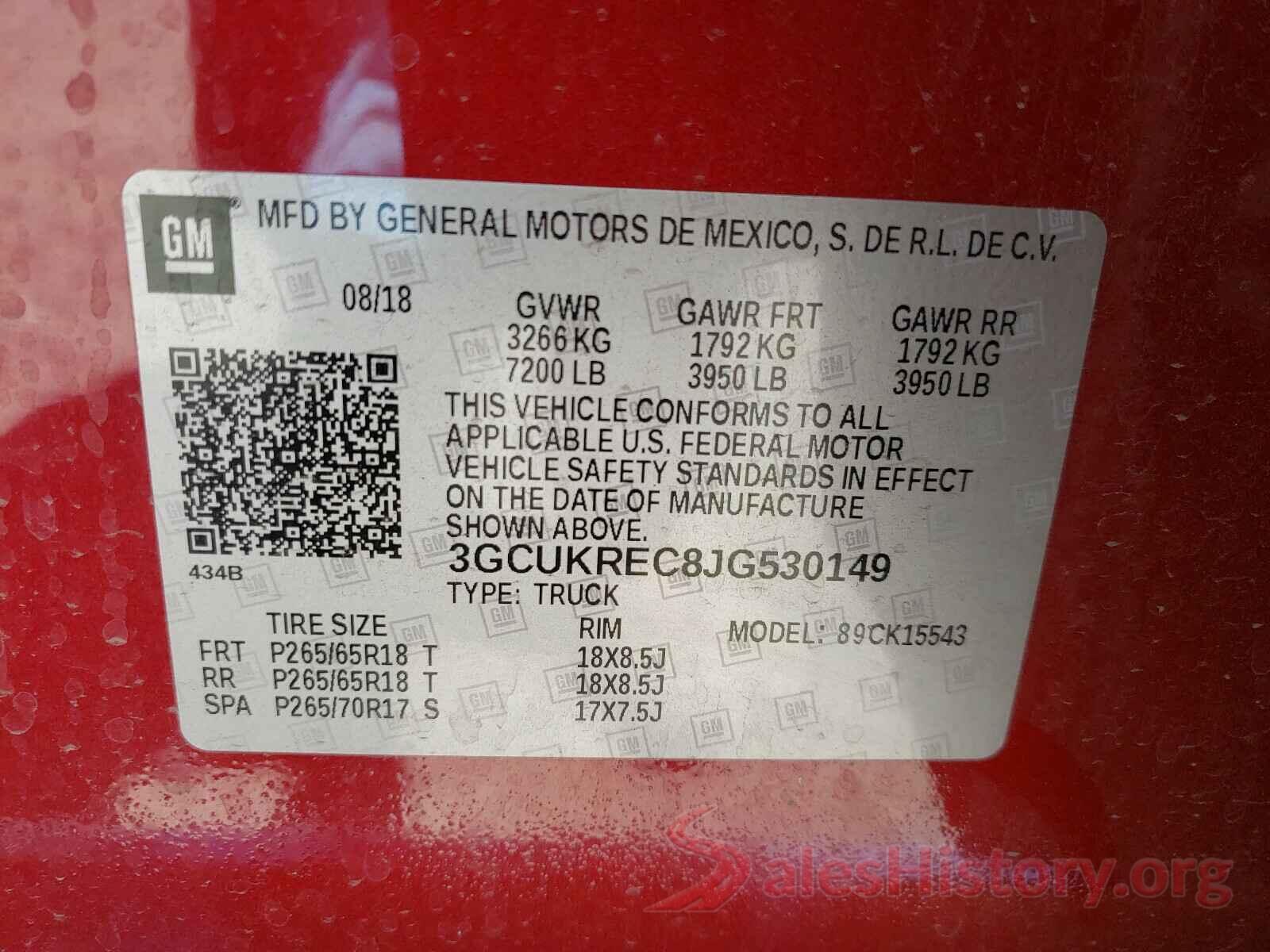 3GCUKREC8JG530149 2018 CHEVROLET SILVERADO