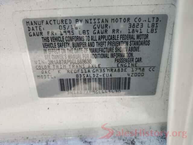 3N1AB7AP9GL665630 2016 NISSAN SENTRA