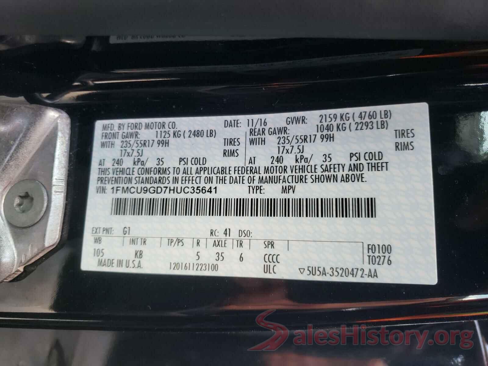 1FMCU9GD7HUC35641 2017 FORD ESCAPE