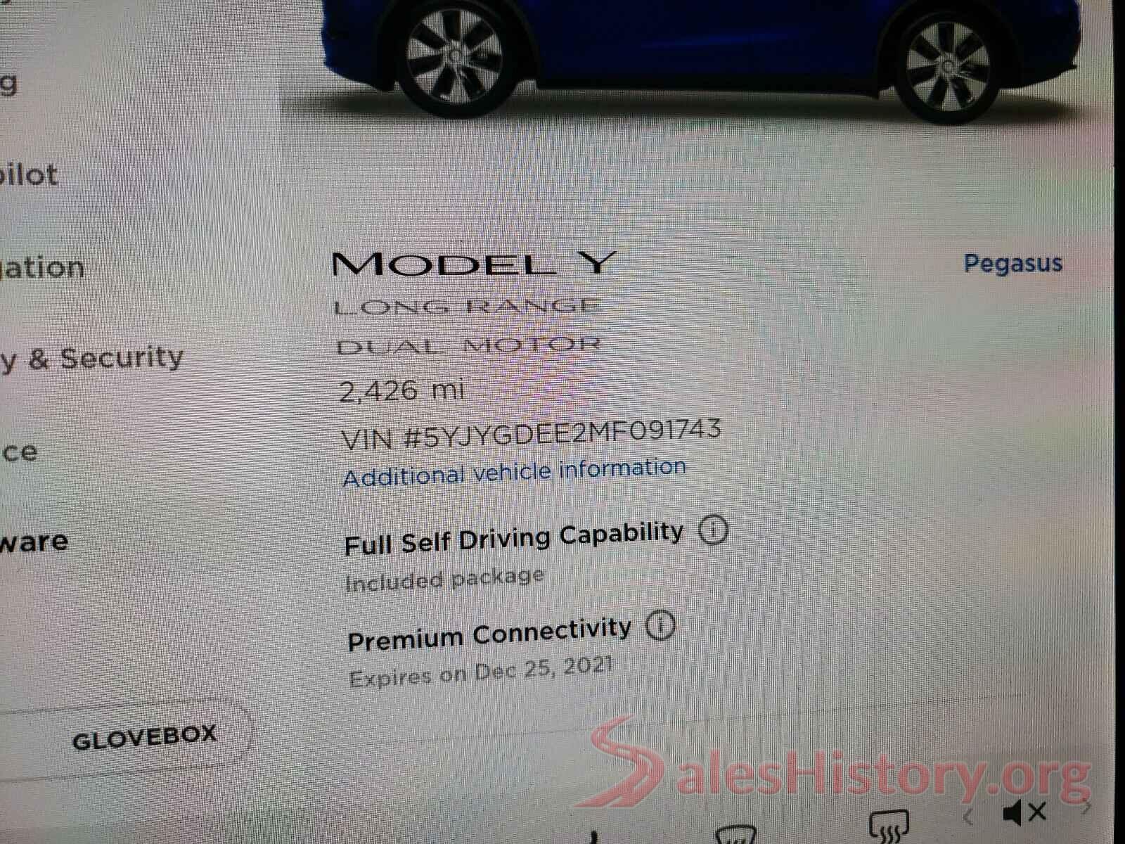 5YJYGDEE2MF091743 2021 TESLA MODEL Y