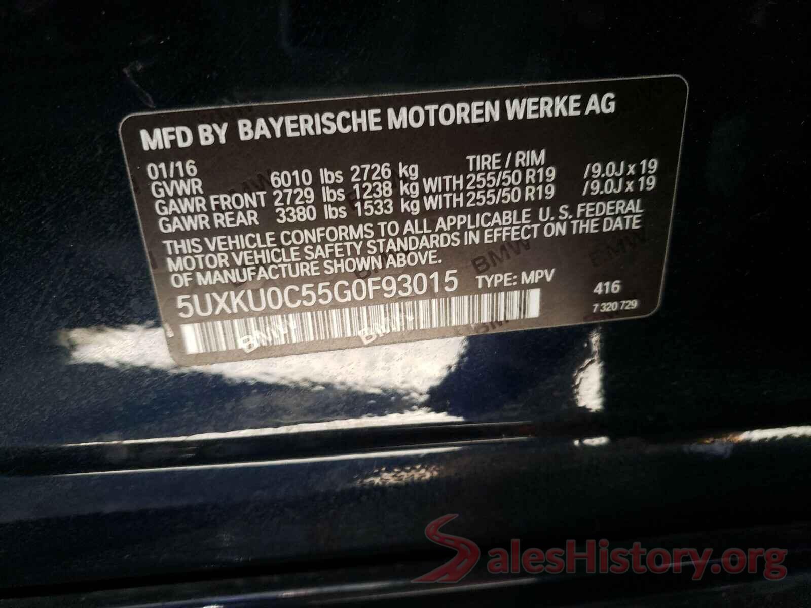 5UXKU0C55G0F93015 2016 BMW X6