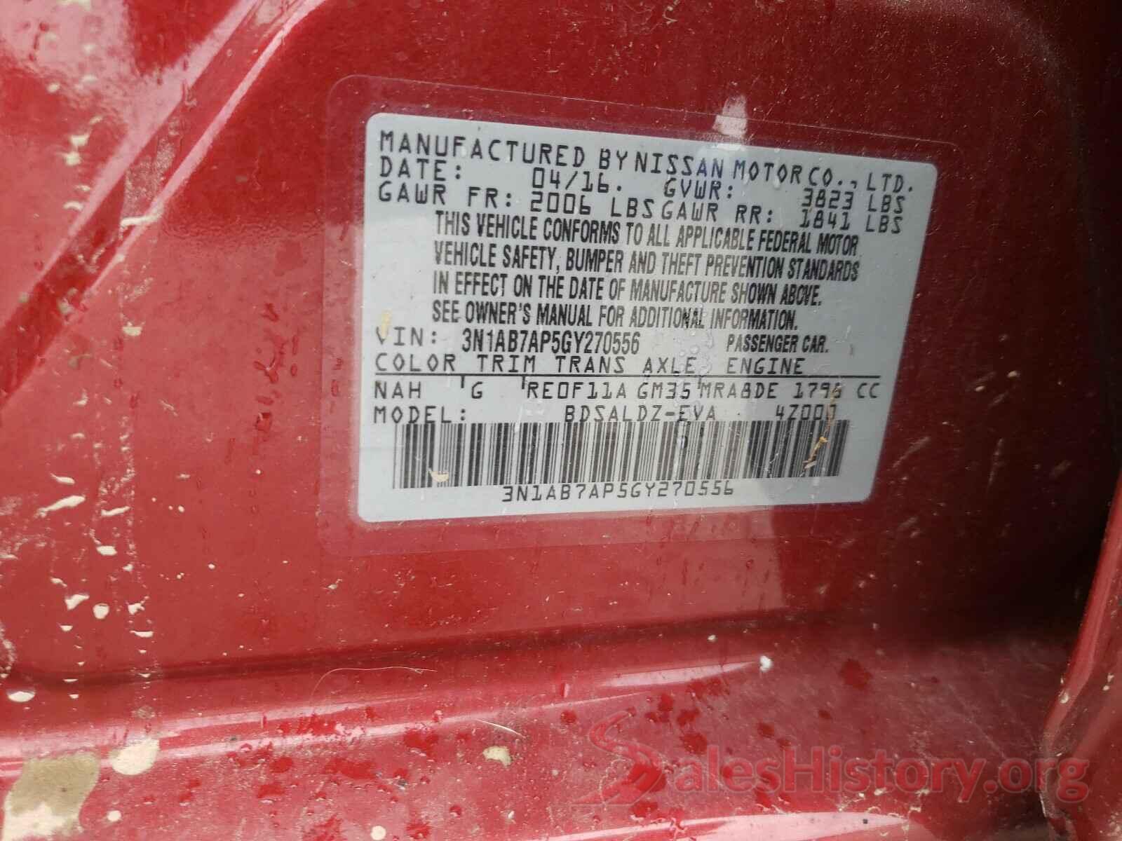 3N1AB7AP5GY270556 2016 NISSAN SENTRA