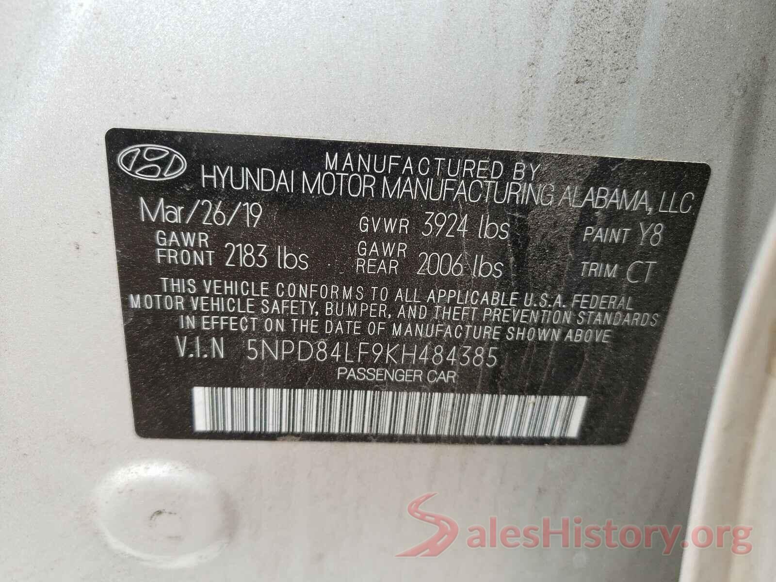 5NPD84LF9KH484385 2019 HYUNDAI ELANTRA