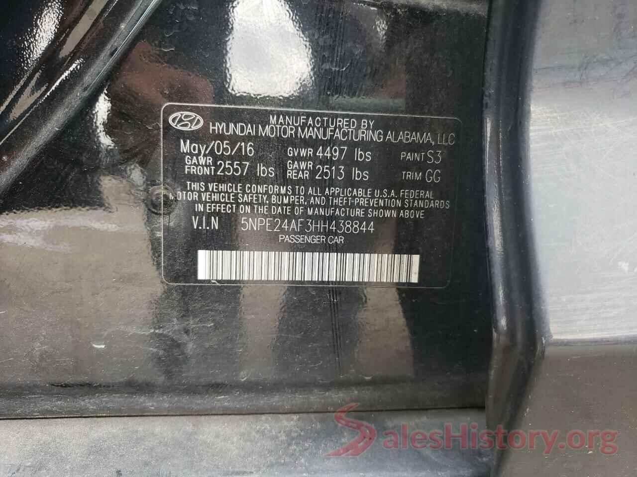 5NPE24AF3HH438844 2017 HYUNDAI SONATA