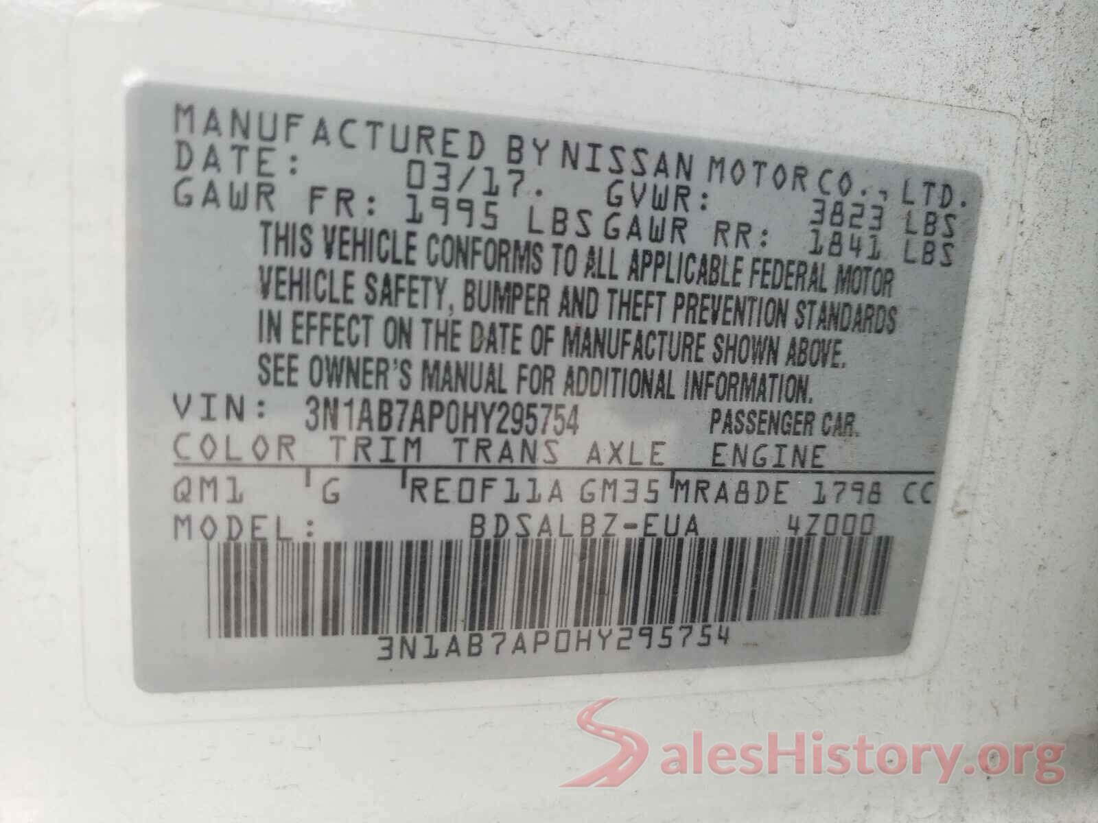 3N1AB7AP0HY295754 2017 NISSAN SENTRA