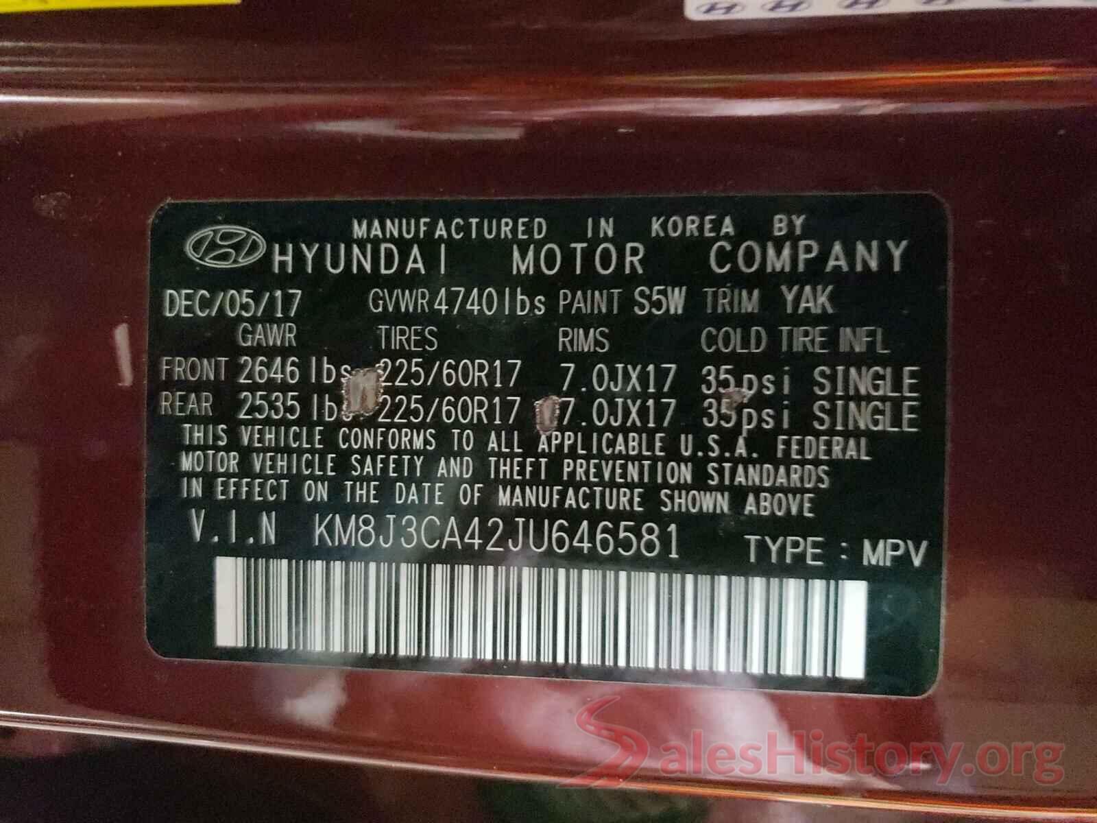 KM8J3CA42JU646581 2018 HYUNDAI TUCSON