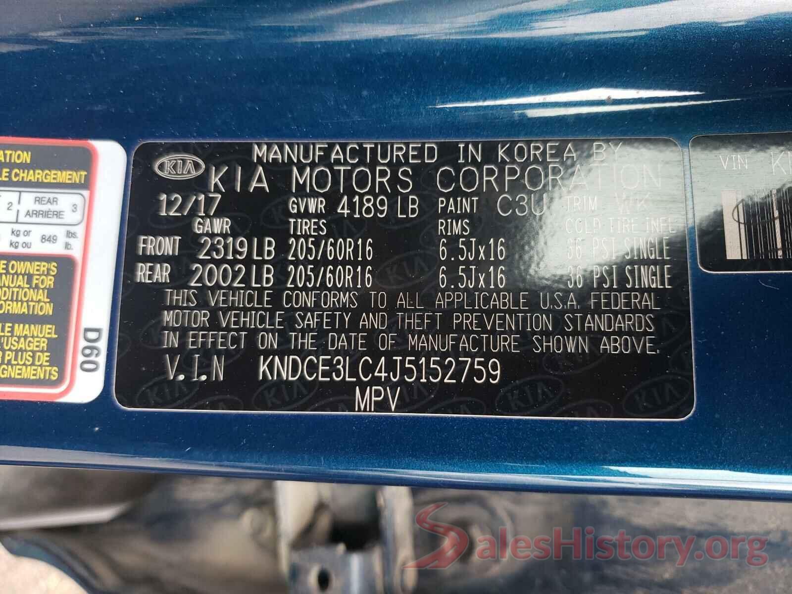 KNDCE3LC4J5152759 2018 KIA NIRO