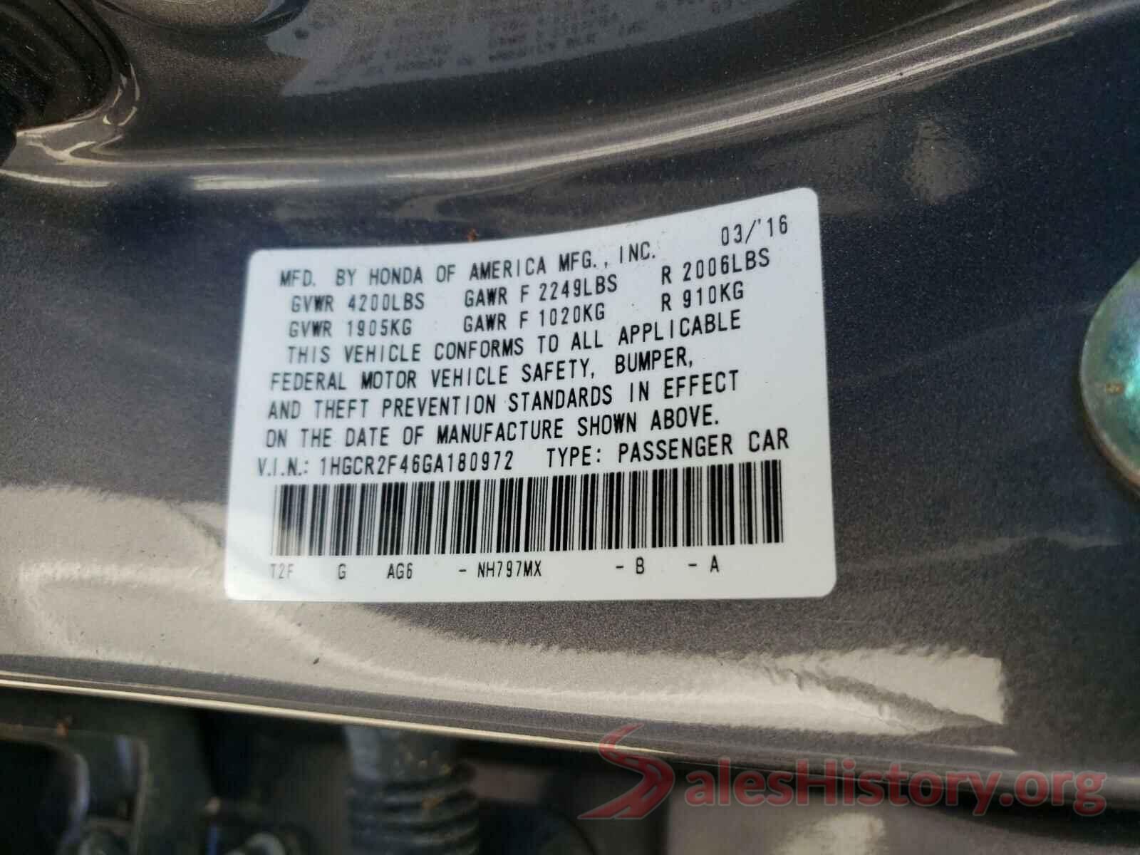 1HGCR2F46GA180972 2016 HONDA ACCORD