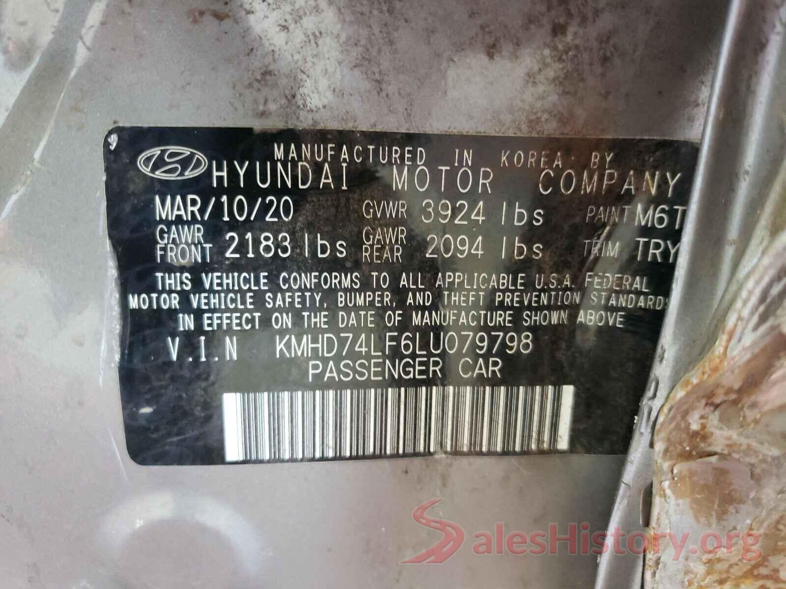 KMHD74LF6LU079798 2020 HYUNDAI ELANTRA