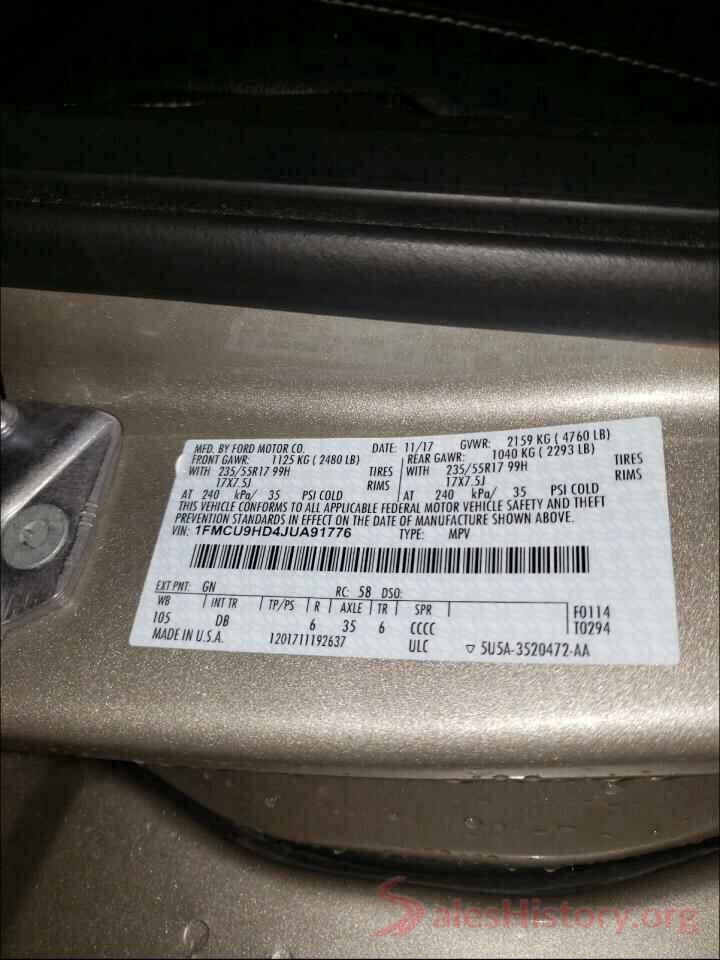 1FMCU9HD4JUA91776 2018 FORD ESCAPE