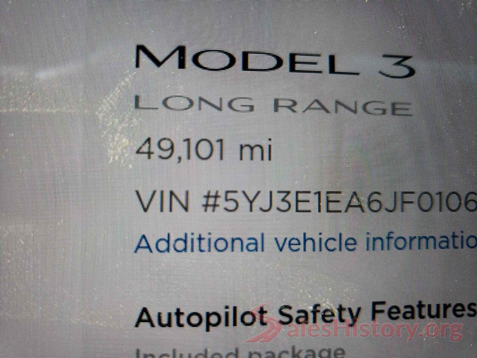 5YJ3E1EA6JF010640 2018 TESLA MODEL 3