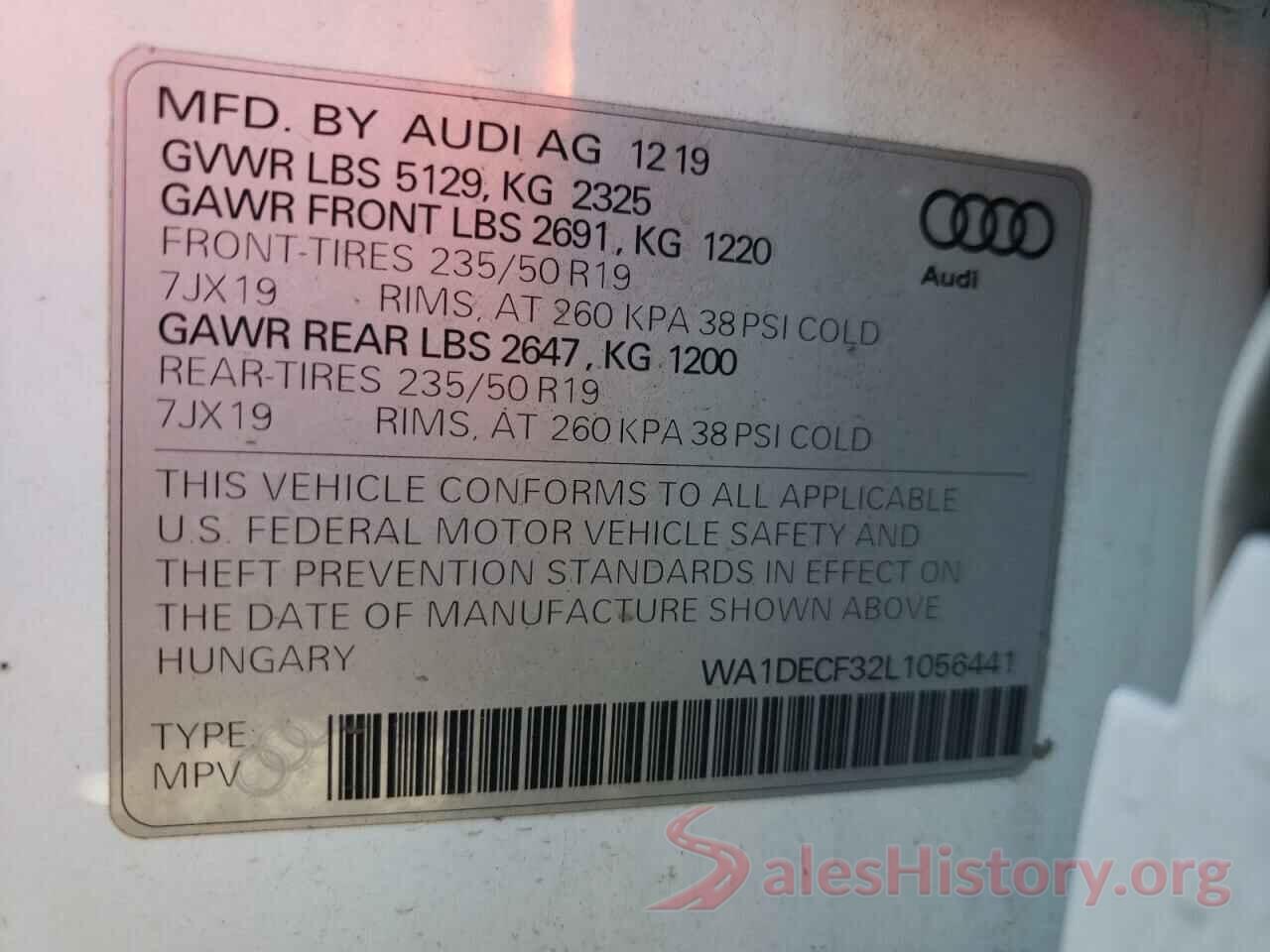 WA1DECF32L1056441 2020 AUDI Q3