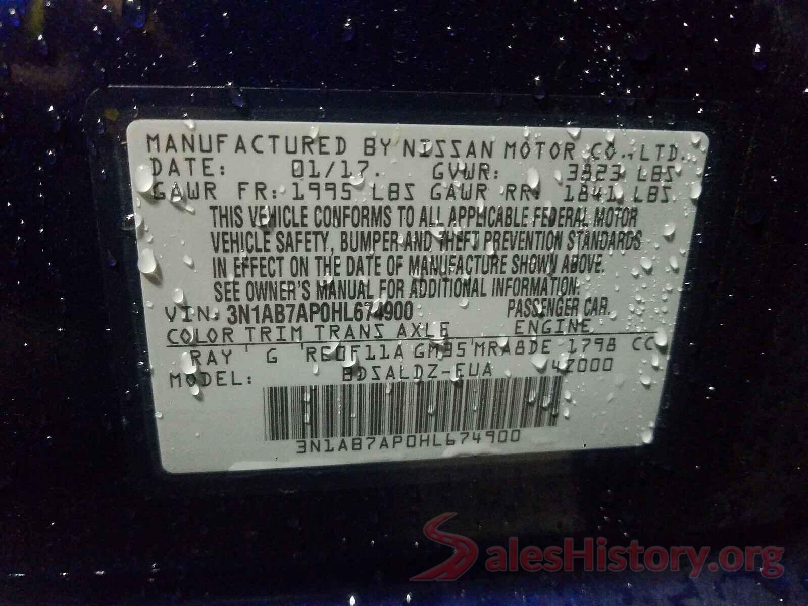 3N1AB7AP0HL674900 2017 NISSAN SENTRA