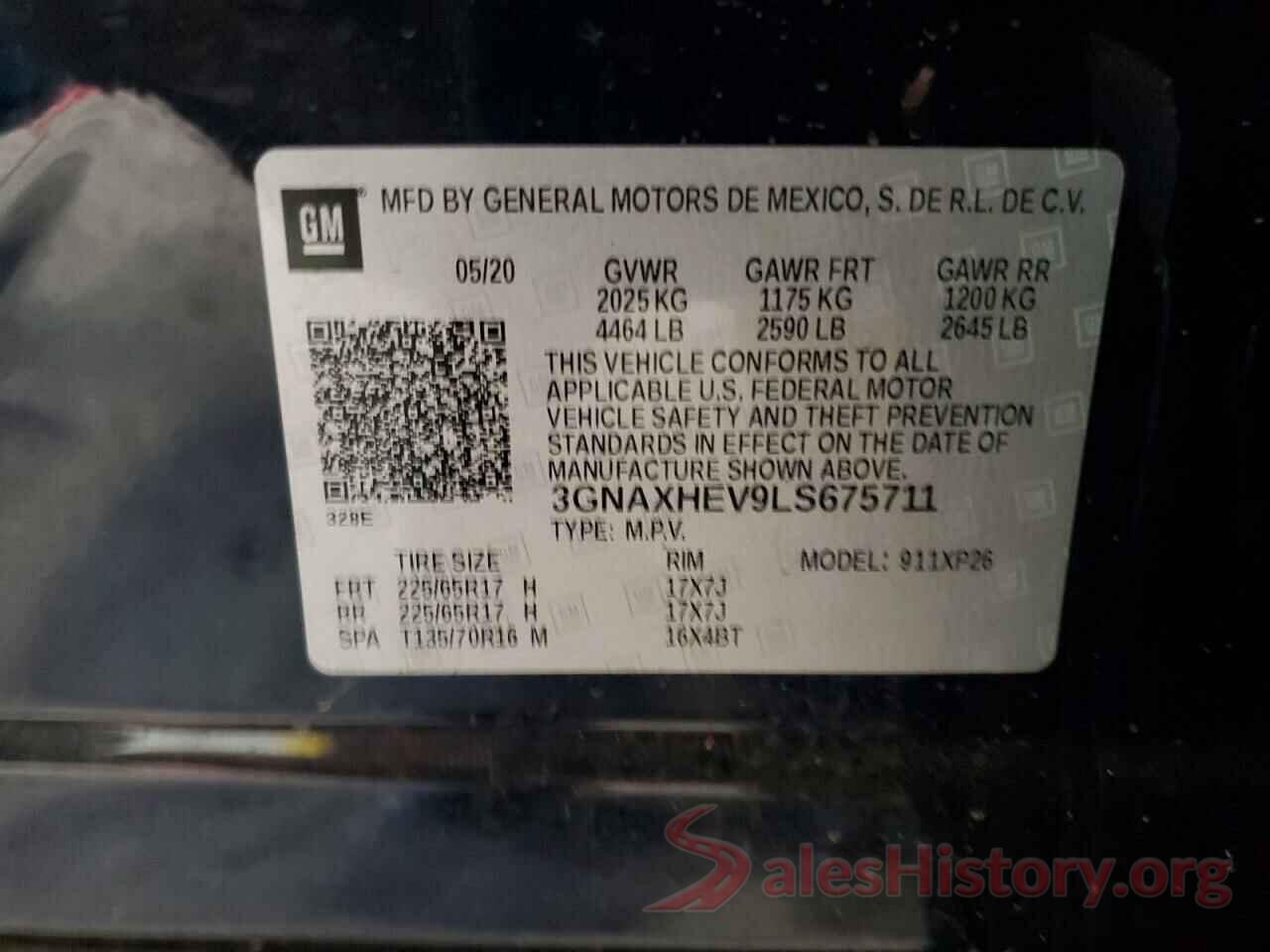 3GNAXHEV9LS675711 2020 CHEVROLET EQUINOX